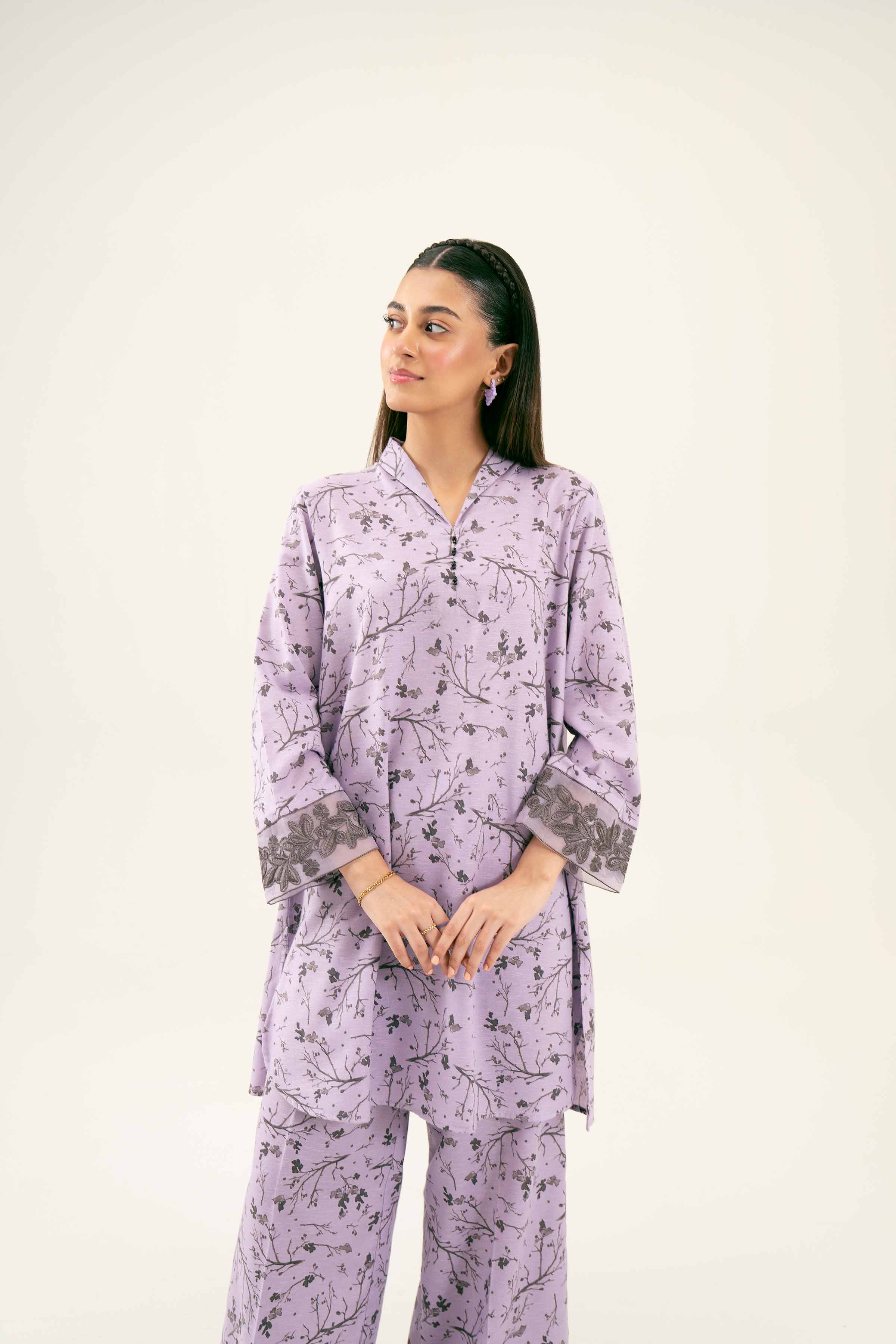 2 Piece - Printed Embroidered Suit - PW24-287