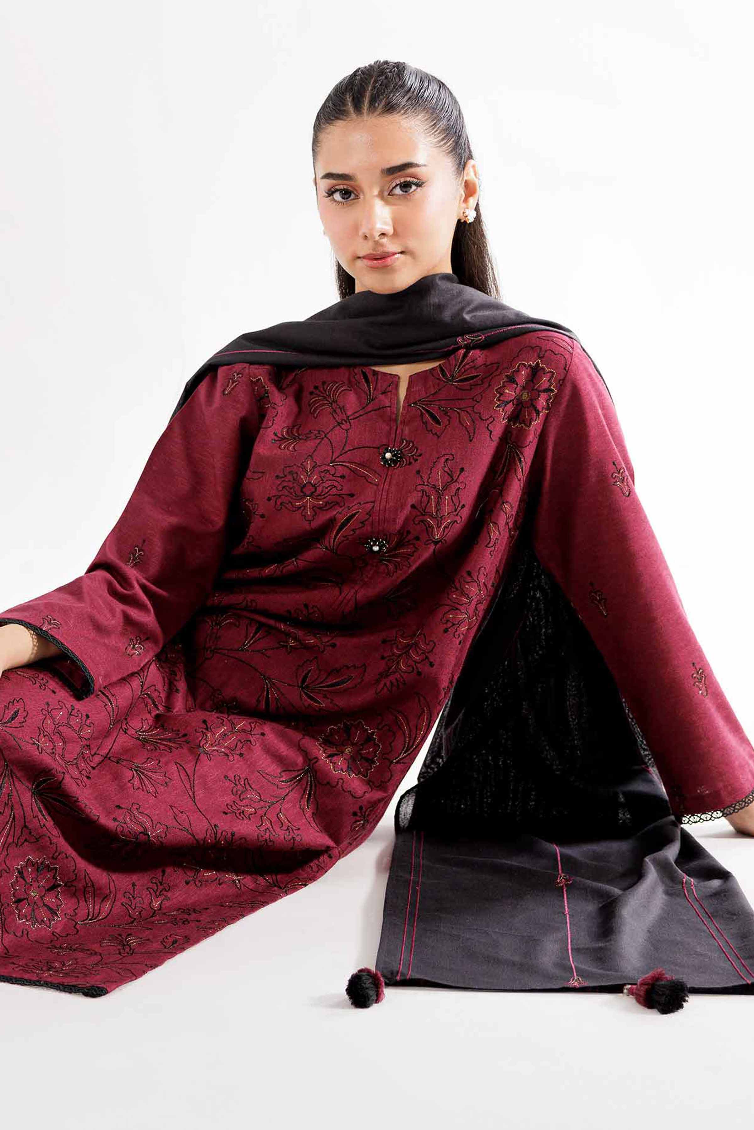 3 Piece - Embroidered Suit - PW24-295