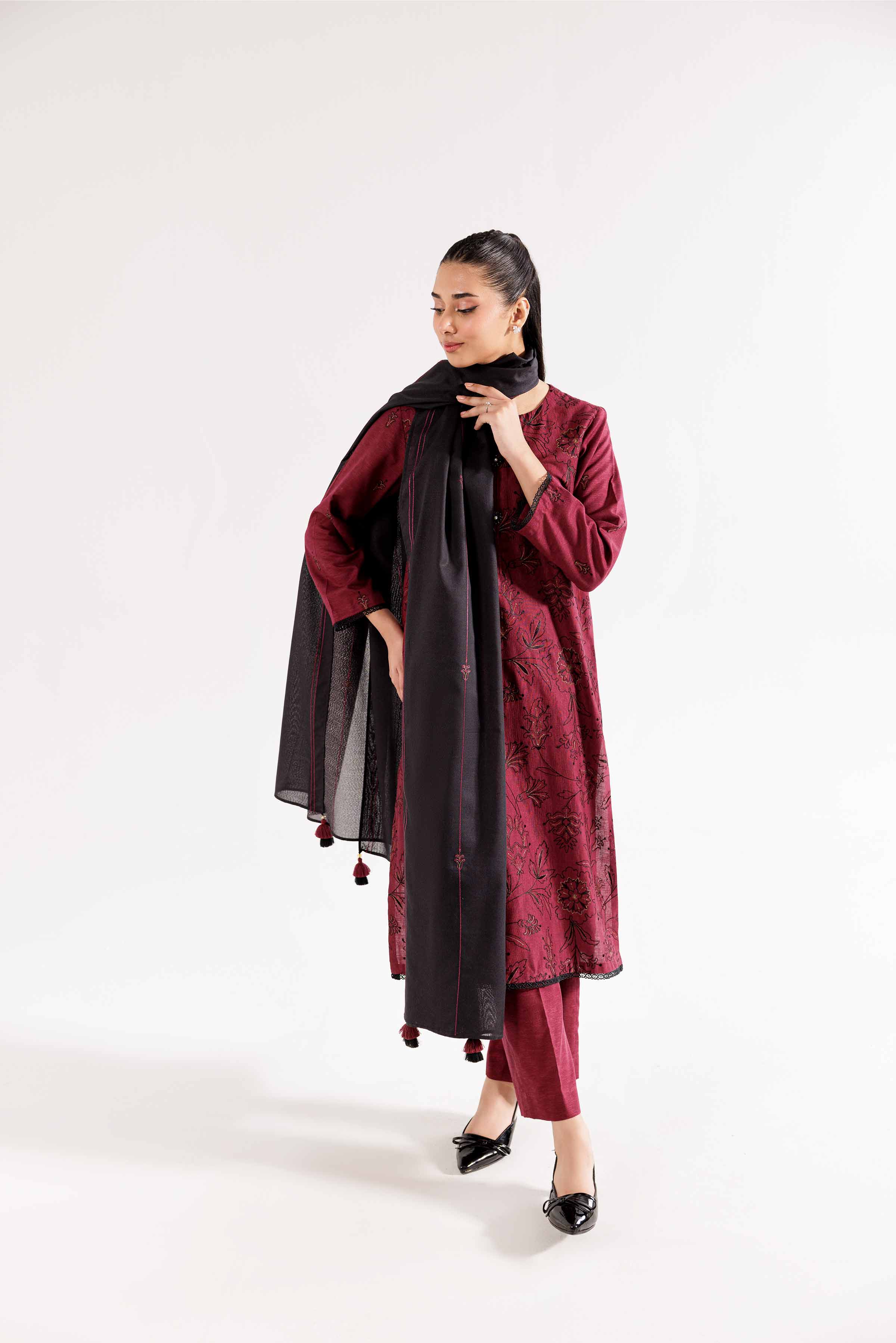 3 Piece - Embroidered Suit - PW24-295