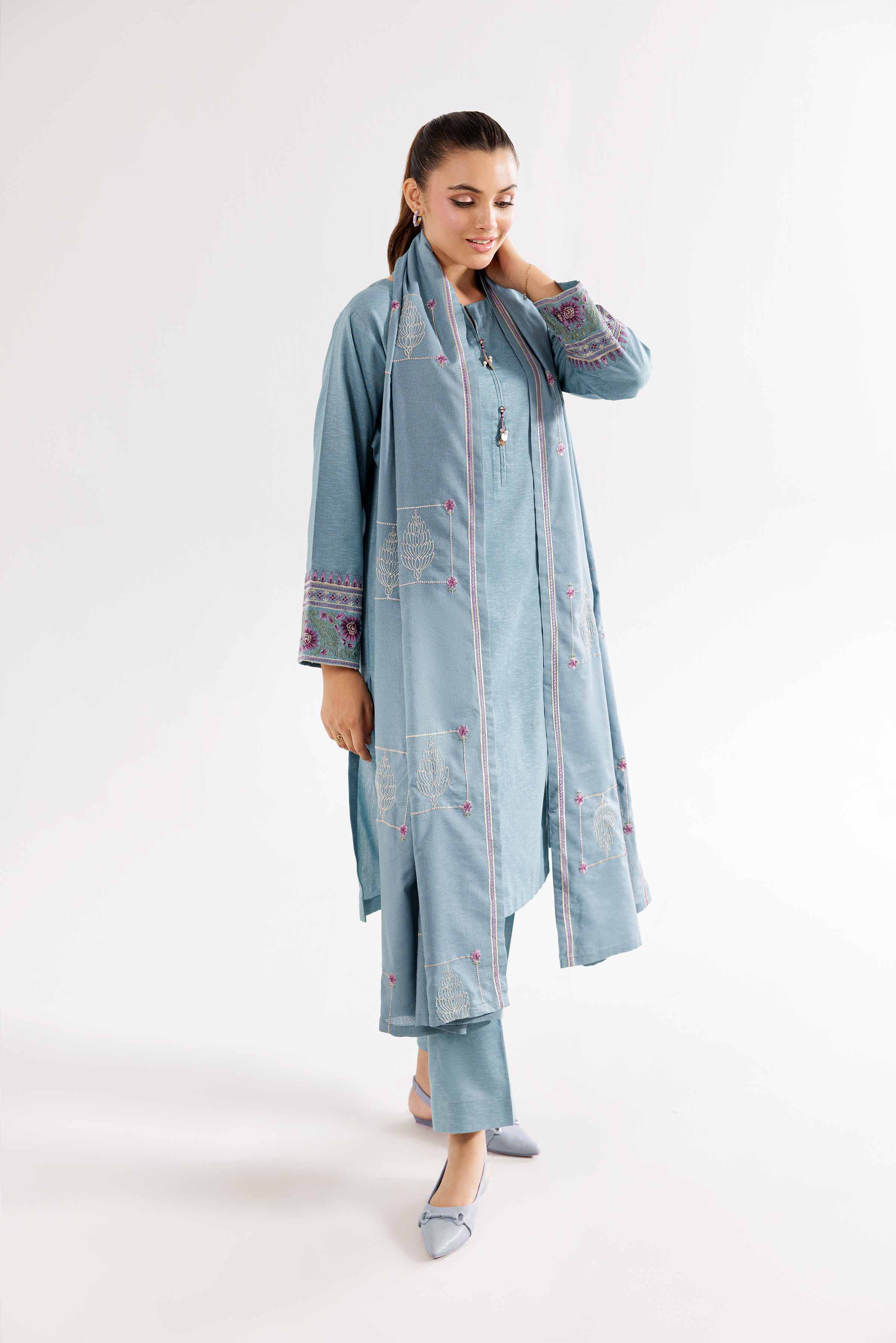 3 Piece - Embroidered Suit - PW24-312