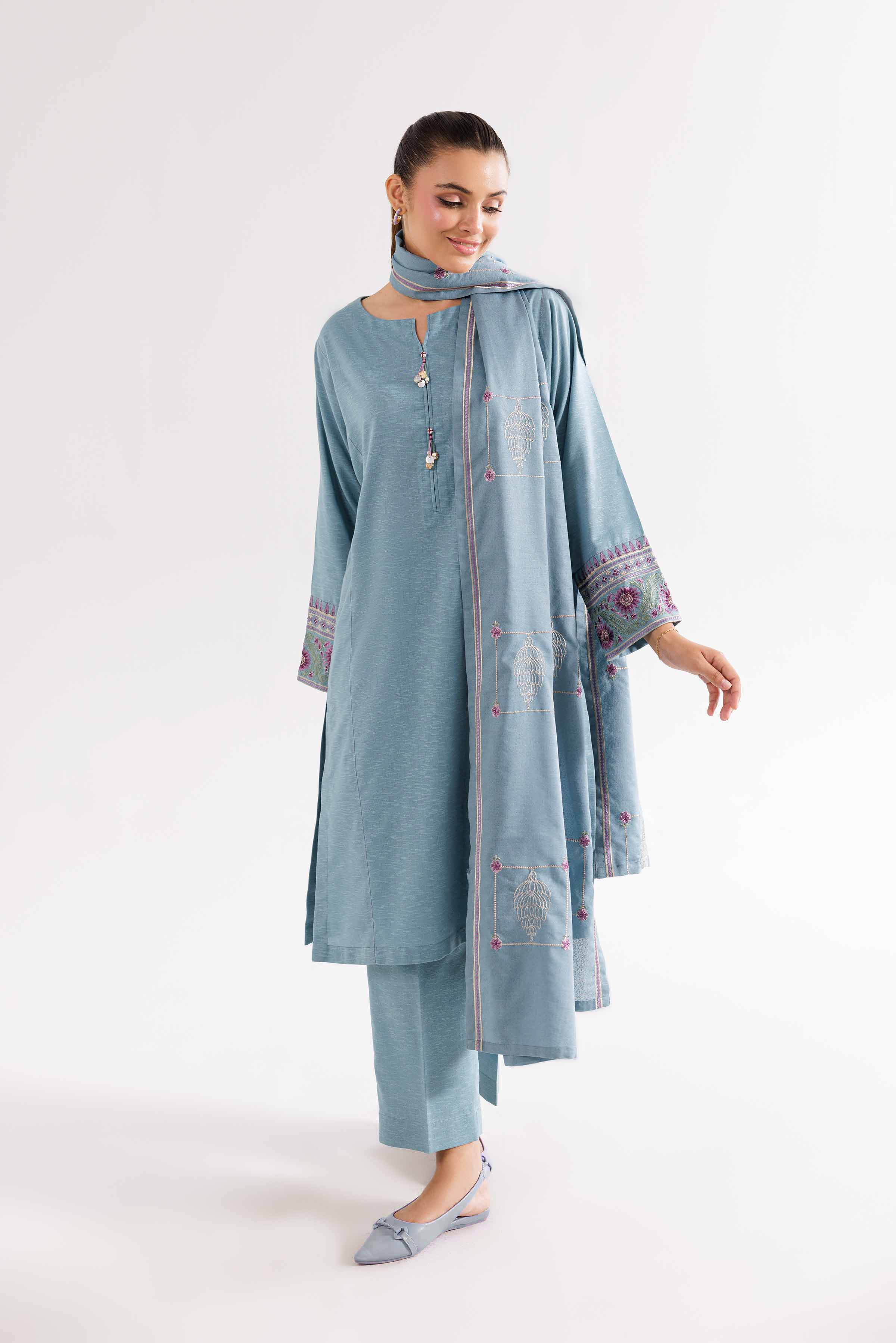 3 Piece - Embroidered Suit - PW24-312