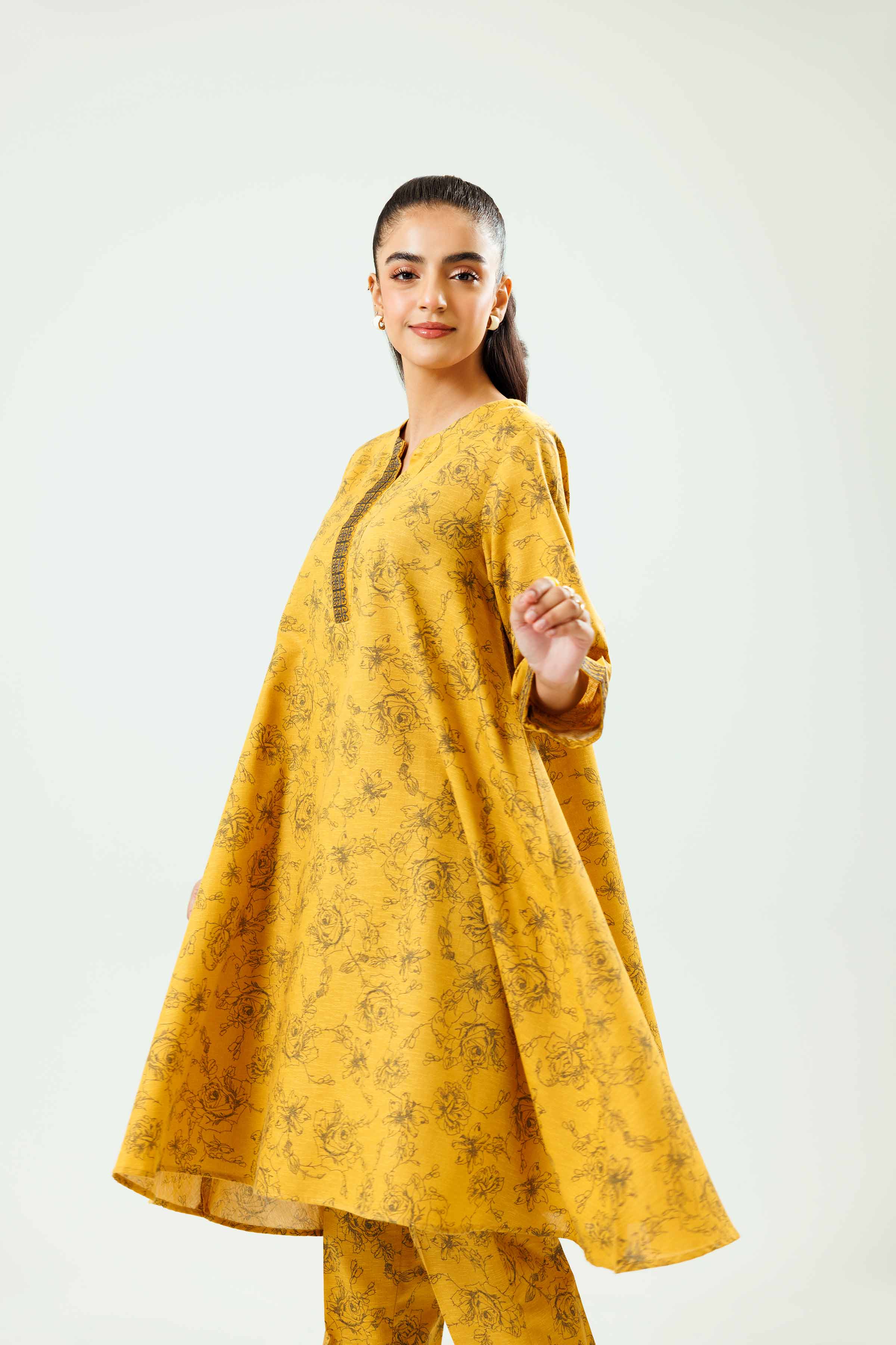 2 Piece - Printed Embroidered Suit - PW24-34