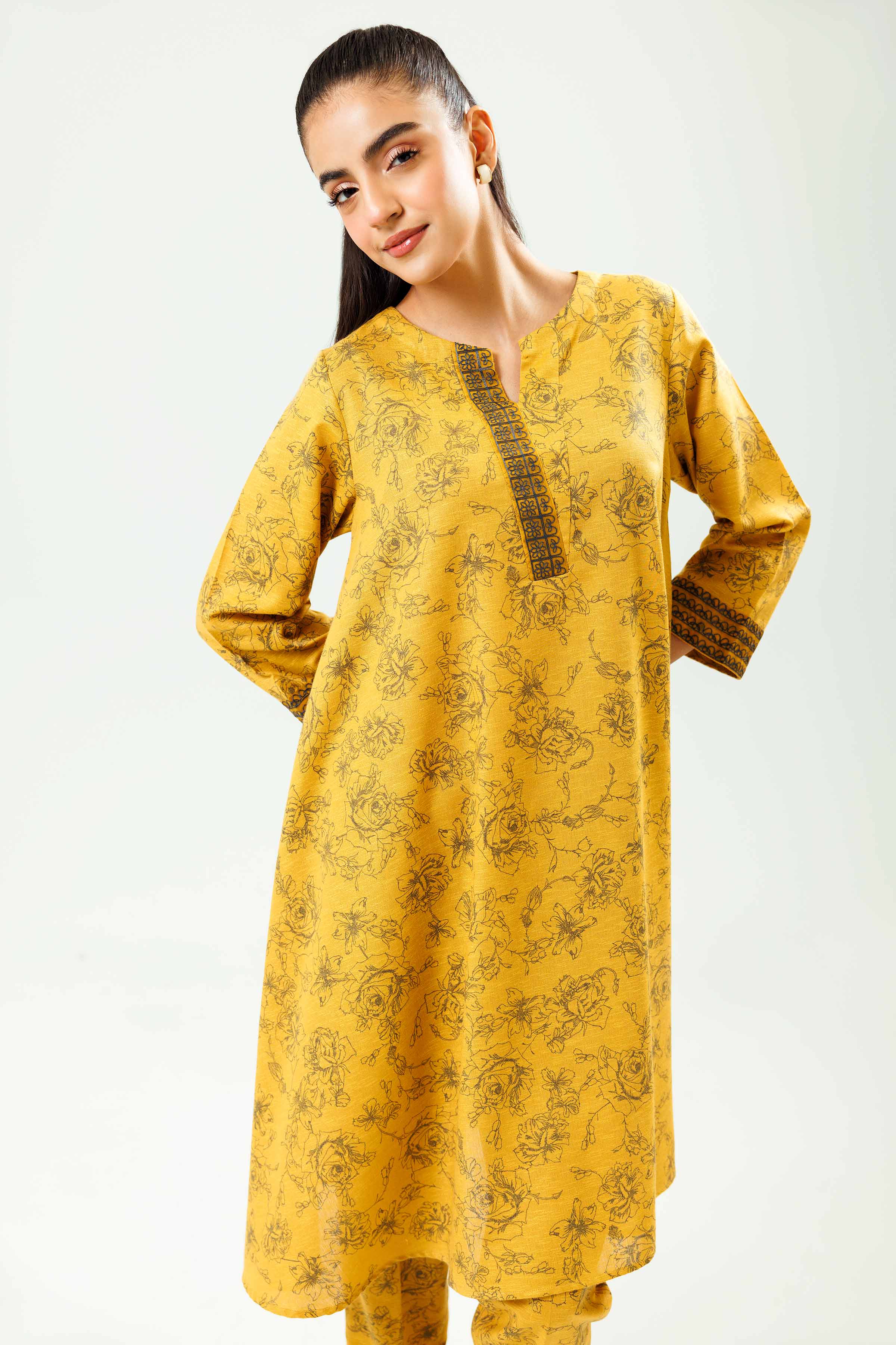 2 Piece - Printed Embroidered Suit - PW24-34