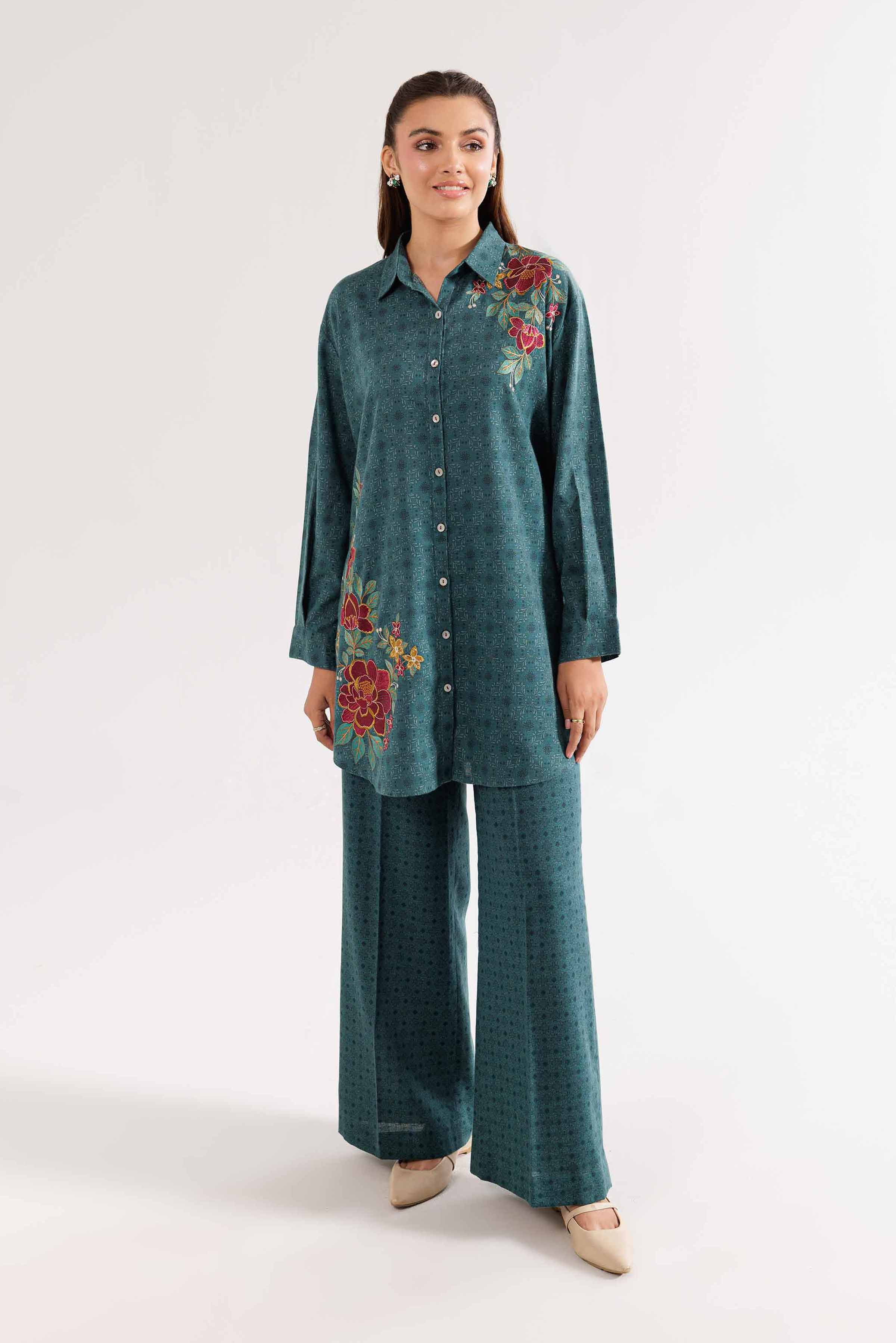 2 Piece - Printed Embroidered Suit - PW24-343