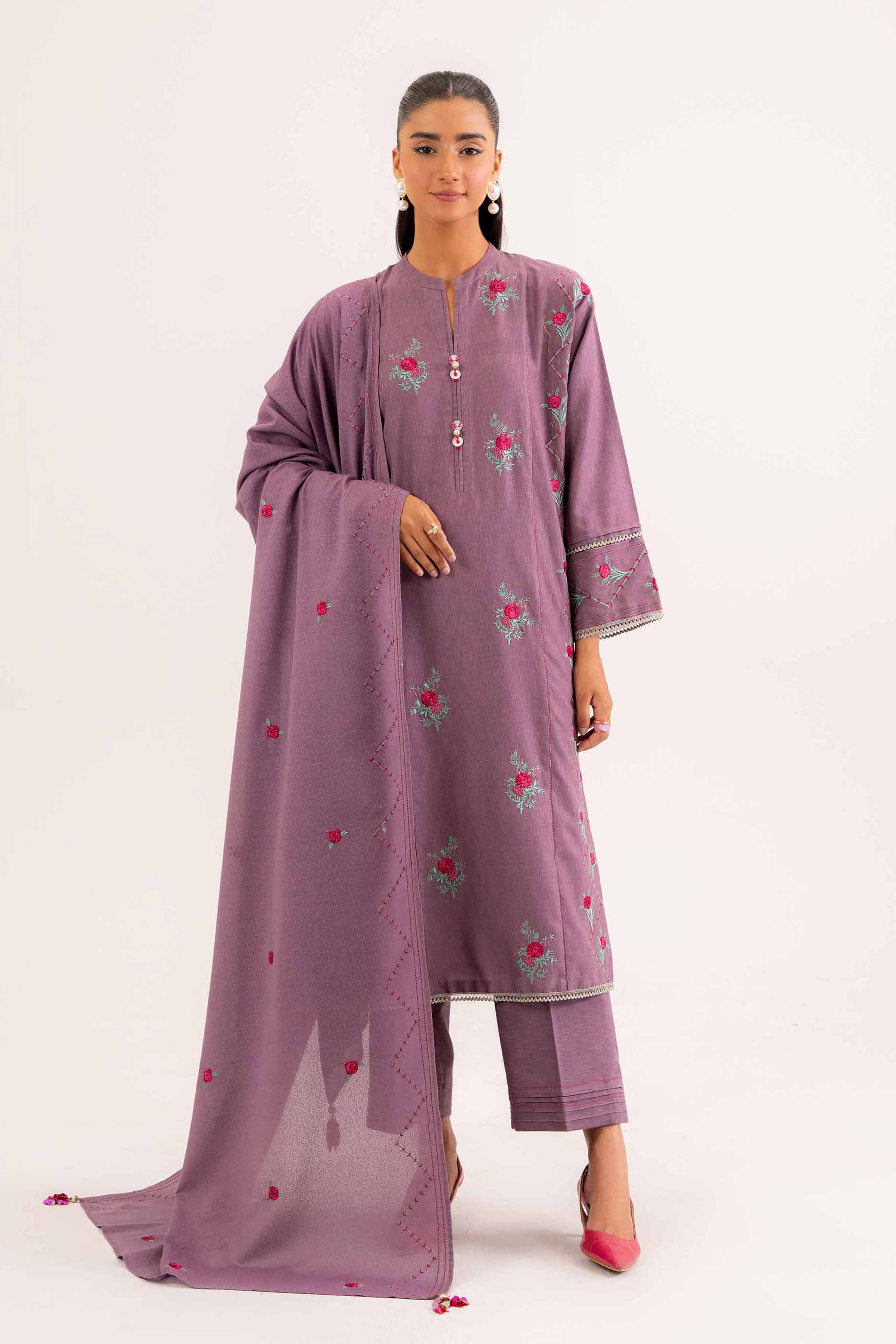 3 Piece - Embroidered Suit - PW24-357