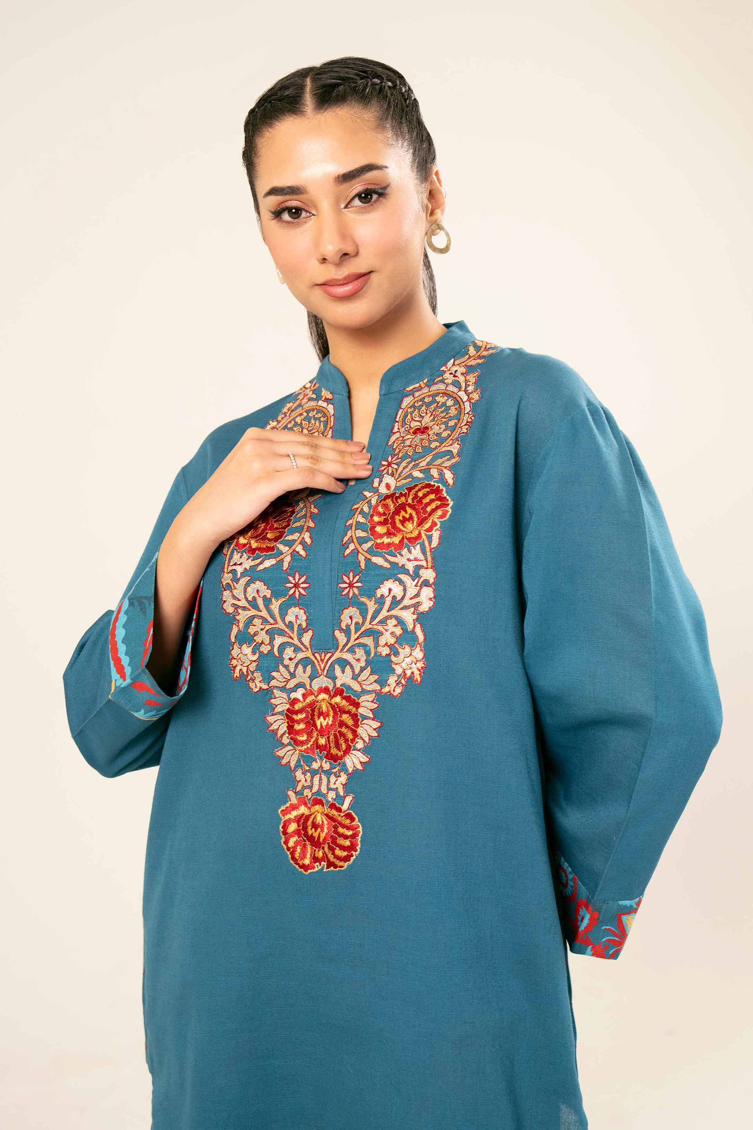2 Piece - Printed Embroidered Suit - PW24-394