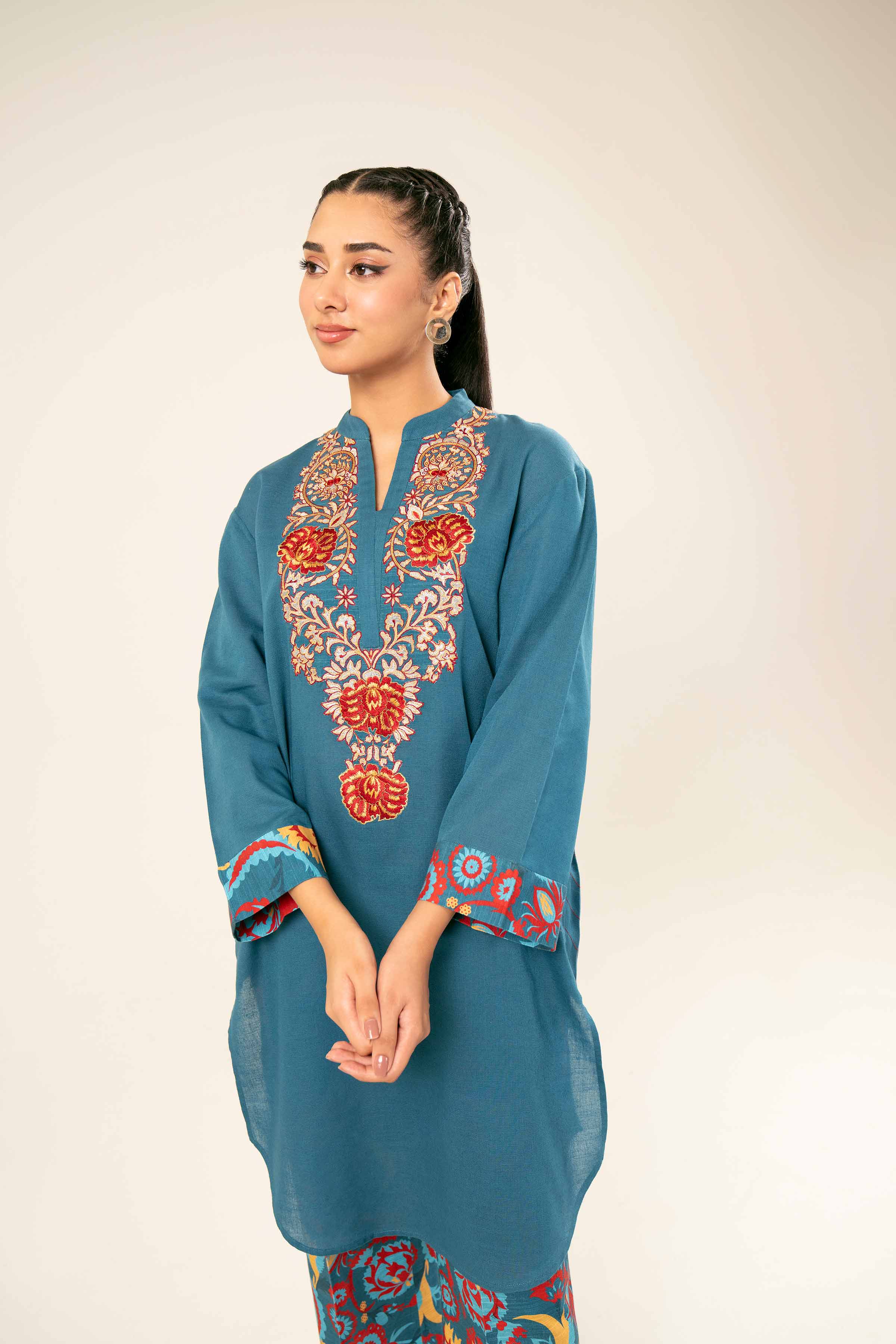 2 Piece - Printed Embroidered Suit - PW24-394