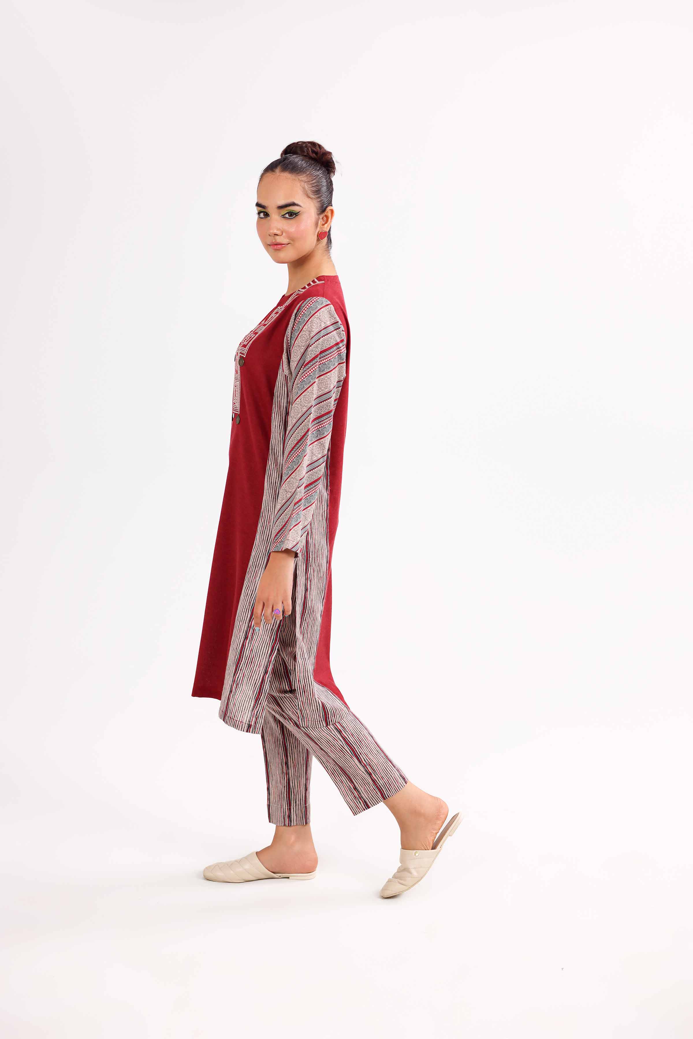 2 Piece - Printed Embroidered Suit - PW24-430