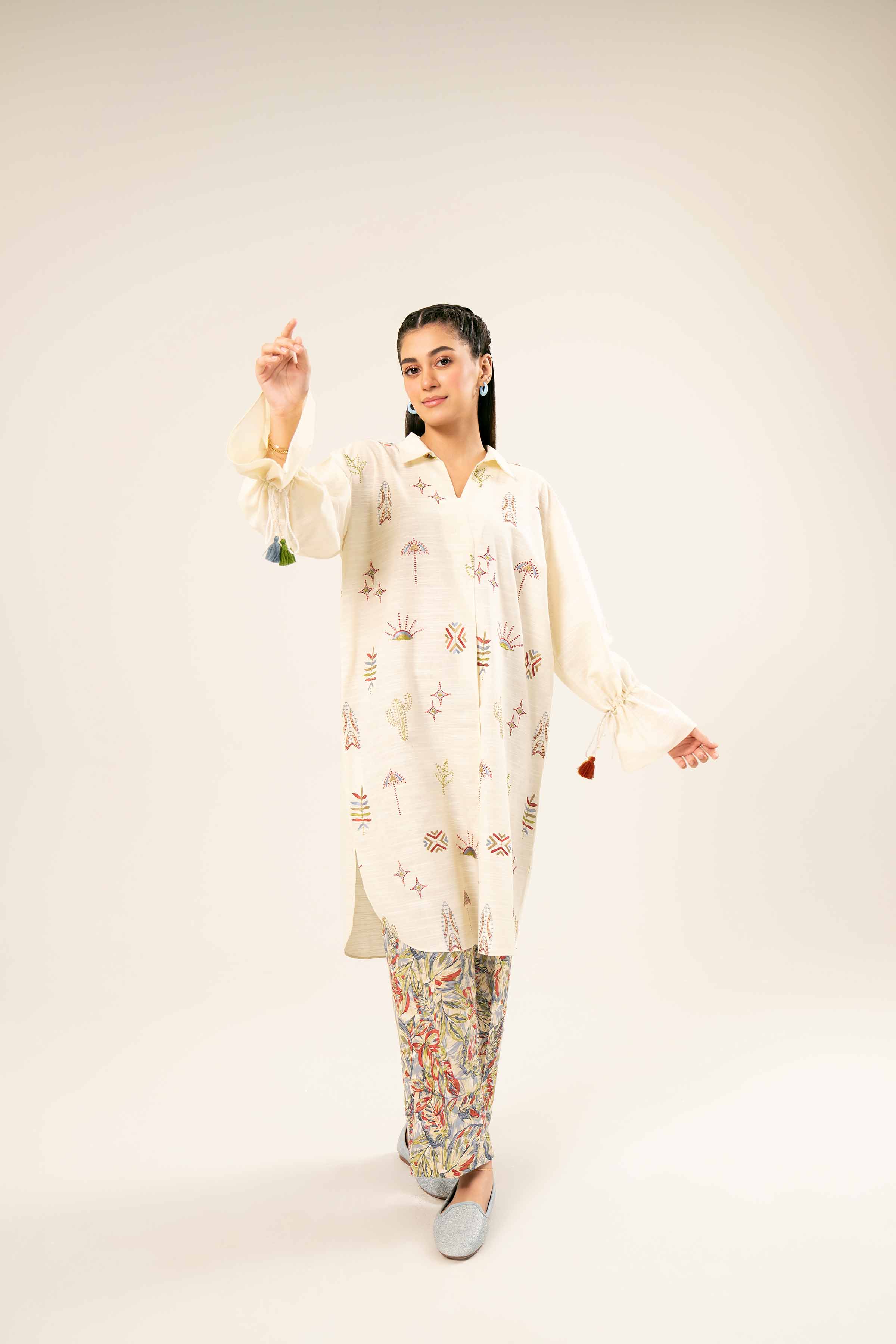 2 Piece - Printed Embroidered Suit - PW24-431