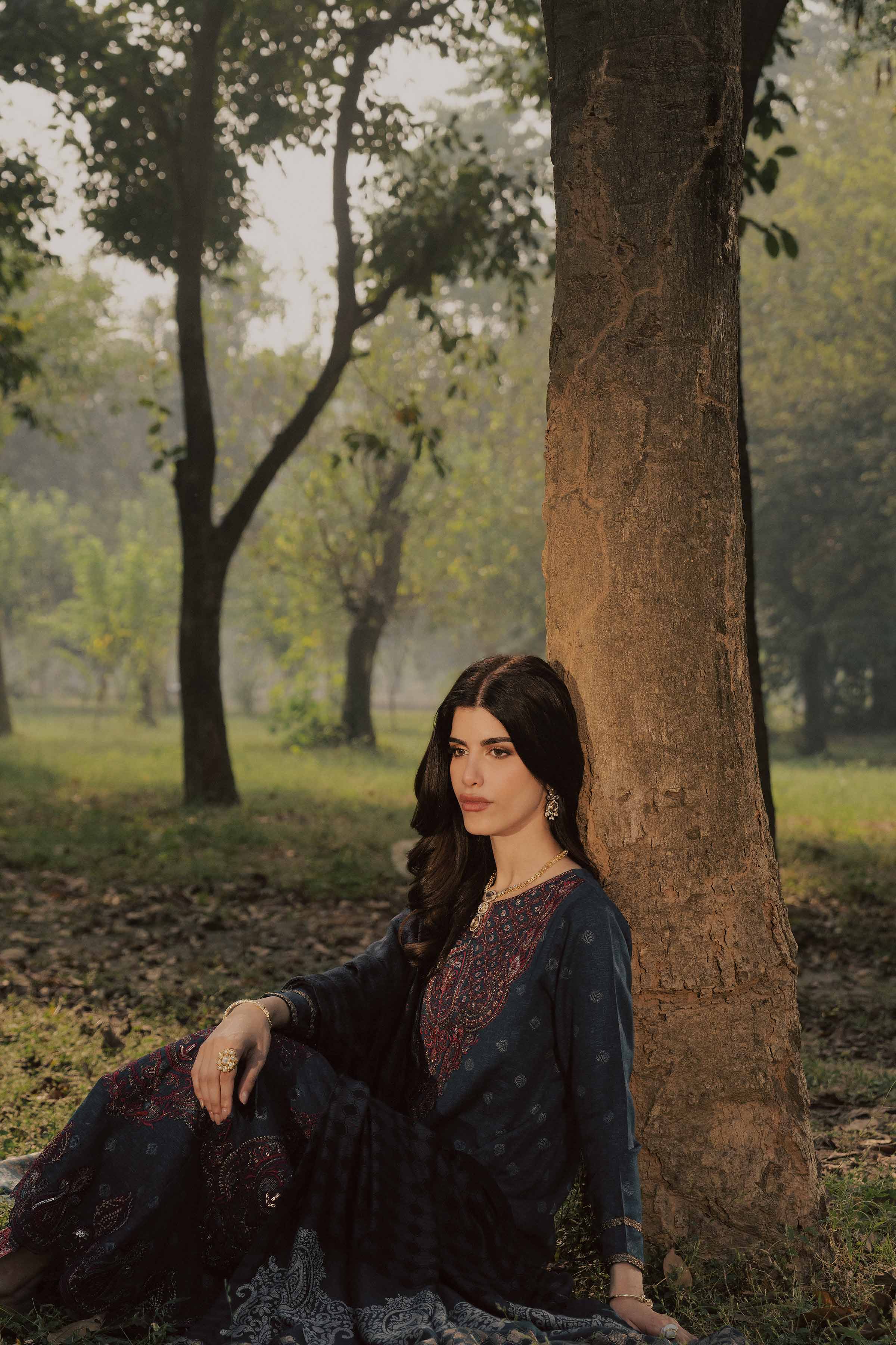 3 Piece - Printed Embroidered Suit - PW25-179