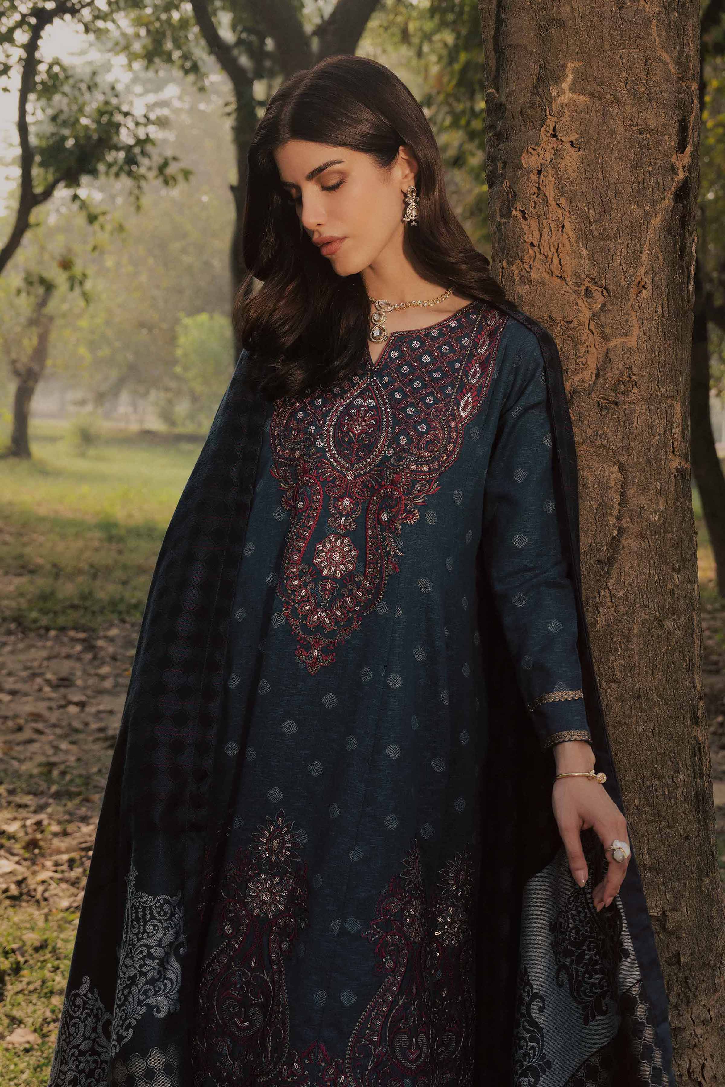3 Piece - Printed Embroidered Suit - PW25-179