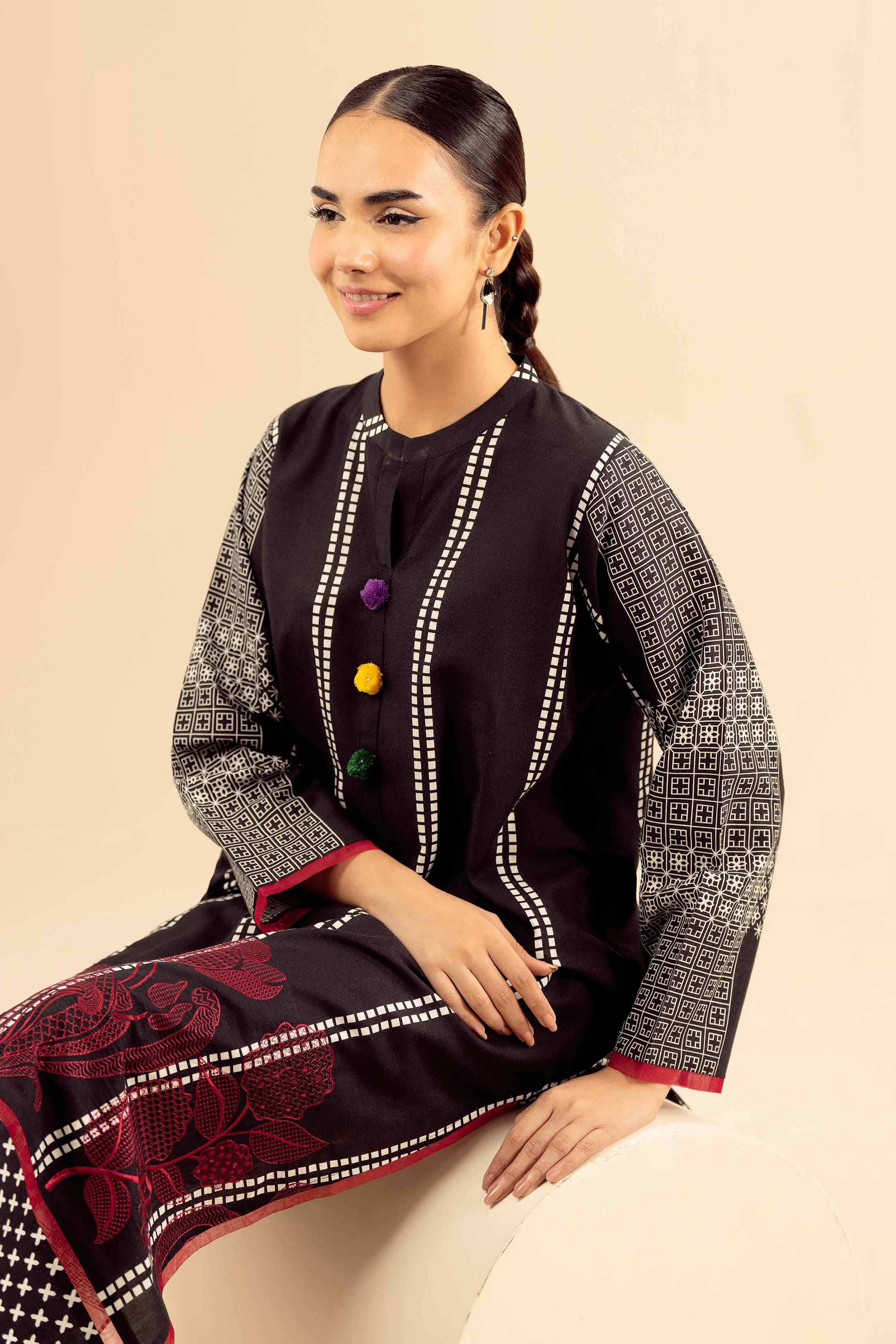 2 Piece - Printed Embroidered Suit - PW25-209