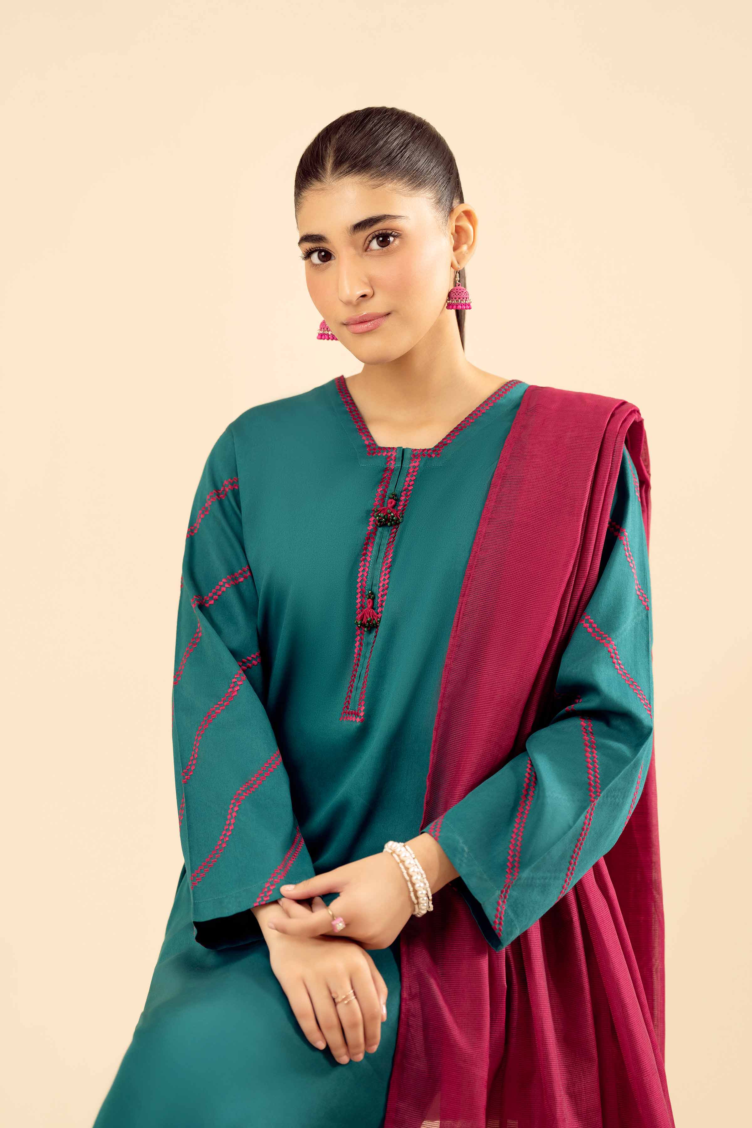 3 Piece - Embroidered Suit - PW25-30 for Women - Pret Collection | Nishat | Shop Online