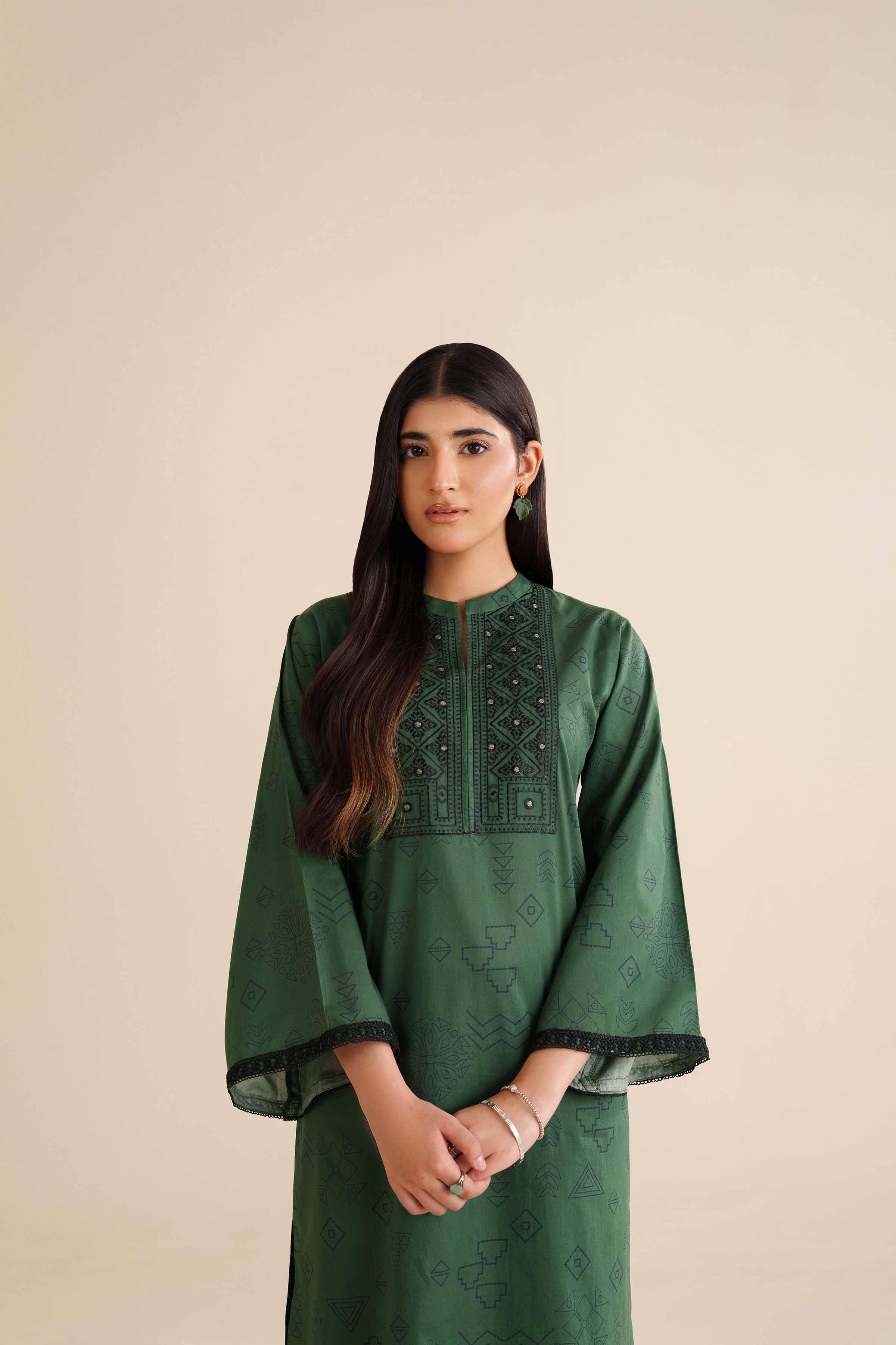 2 Piece - Printed Embroidered Suit - PW25-33