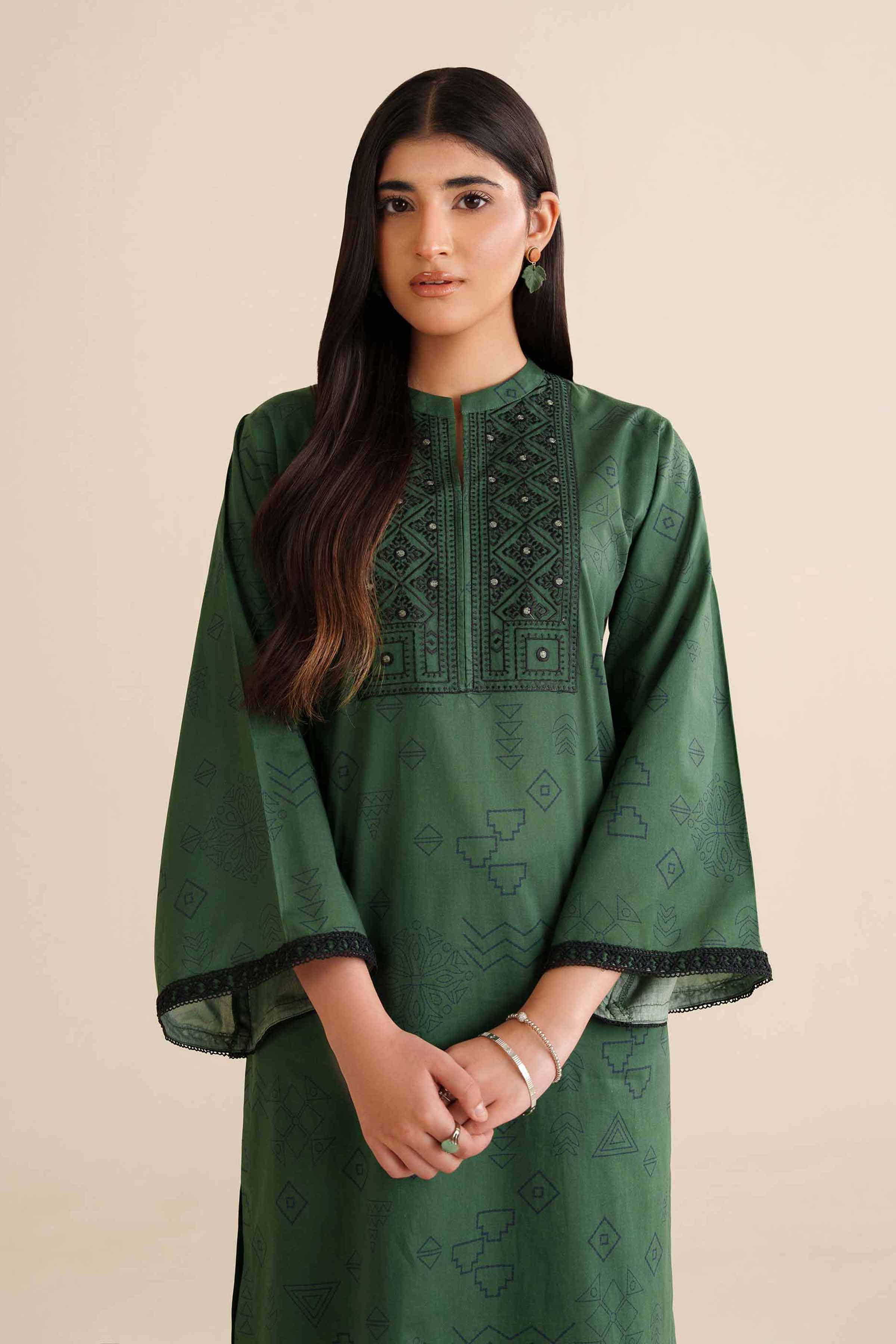 2 Piece - Printed Embroidered Suit - PW25-33