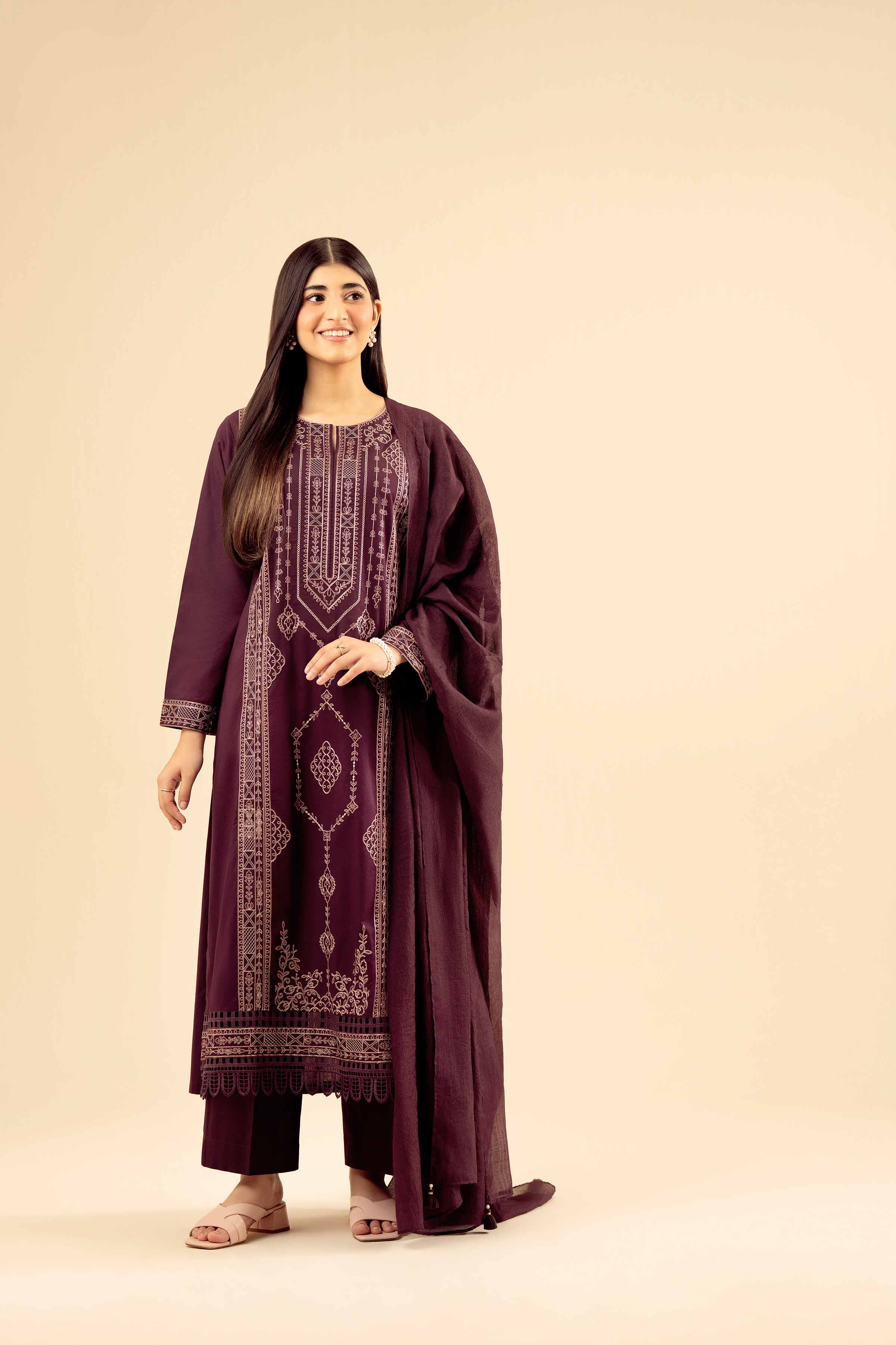 3 Piece - Embroidered Suit - PW25-413 for Women - Pret Collection | Nishat | Shop Online