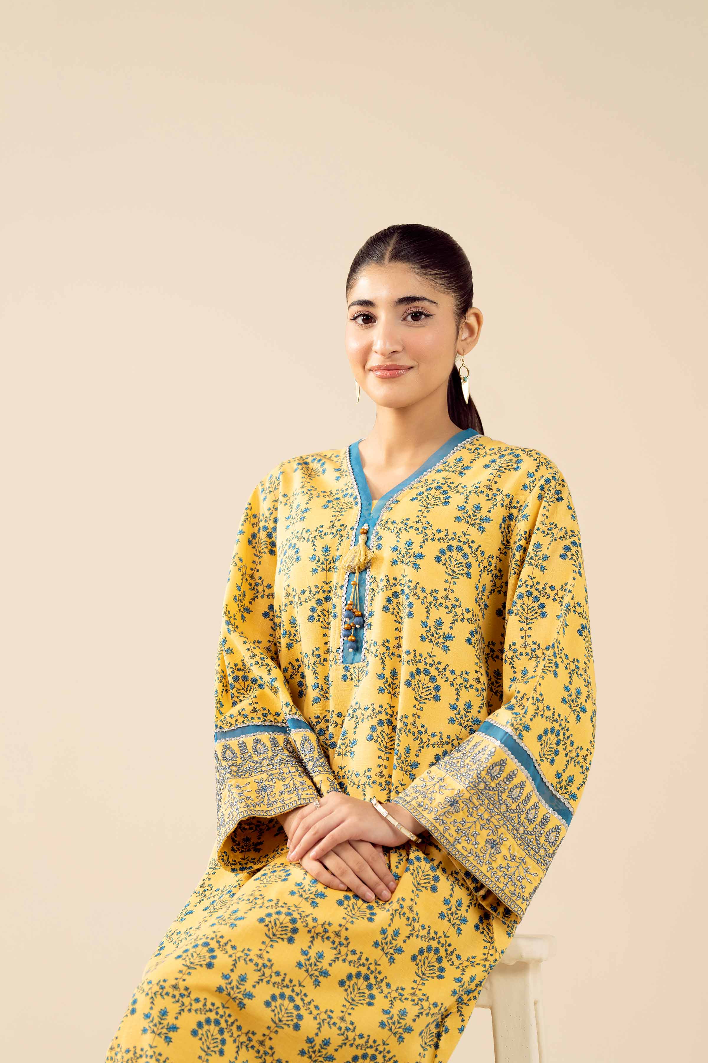 2 Piece - Printed Embroidered Suit - PW25-432