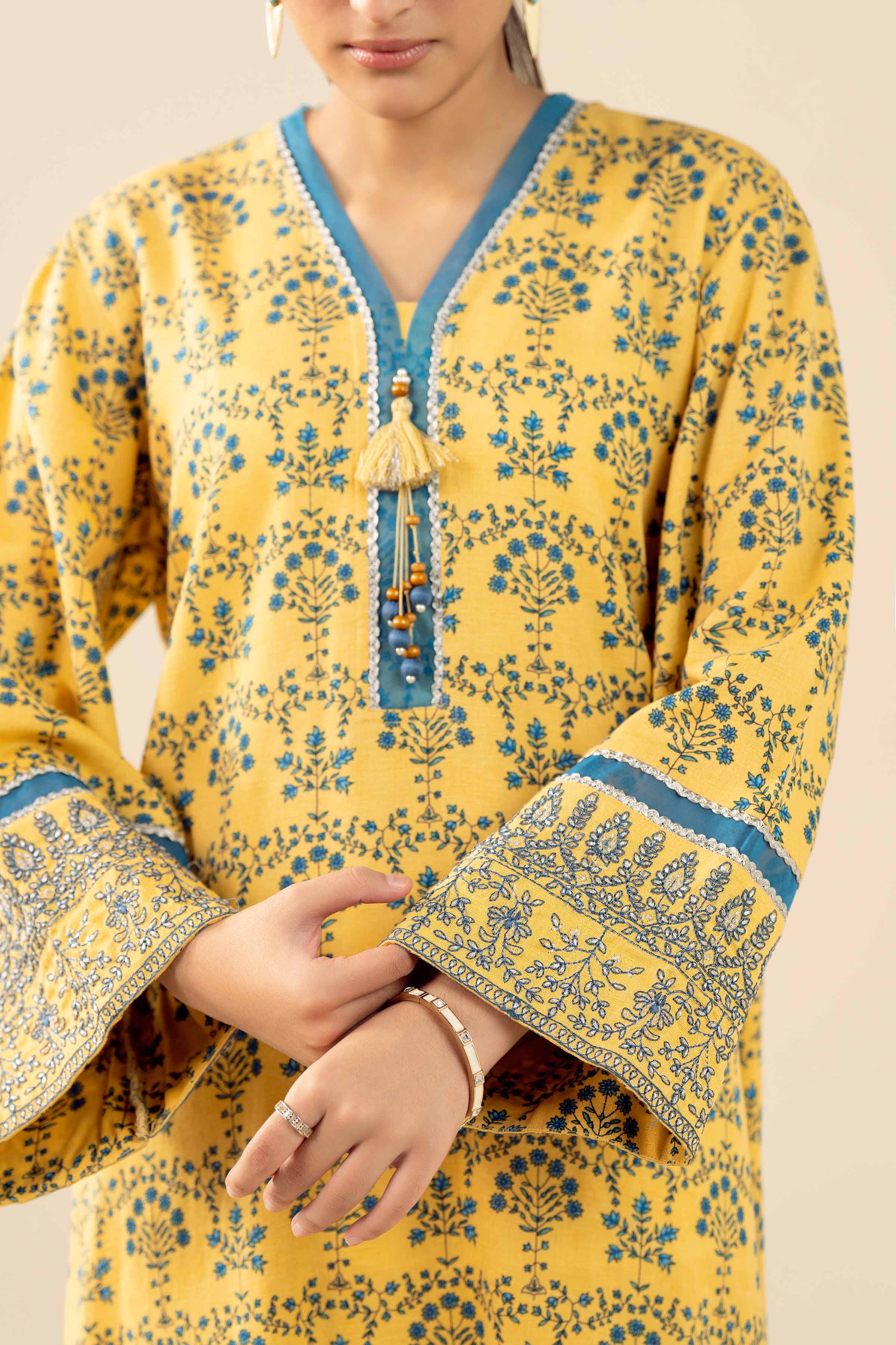 2 Piece - Printed Embroidered Suit - PW25-432