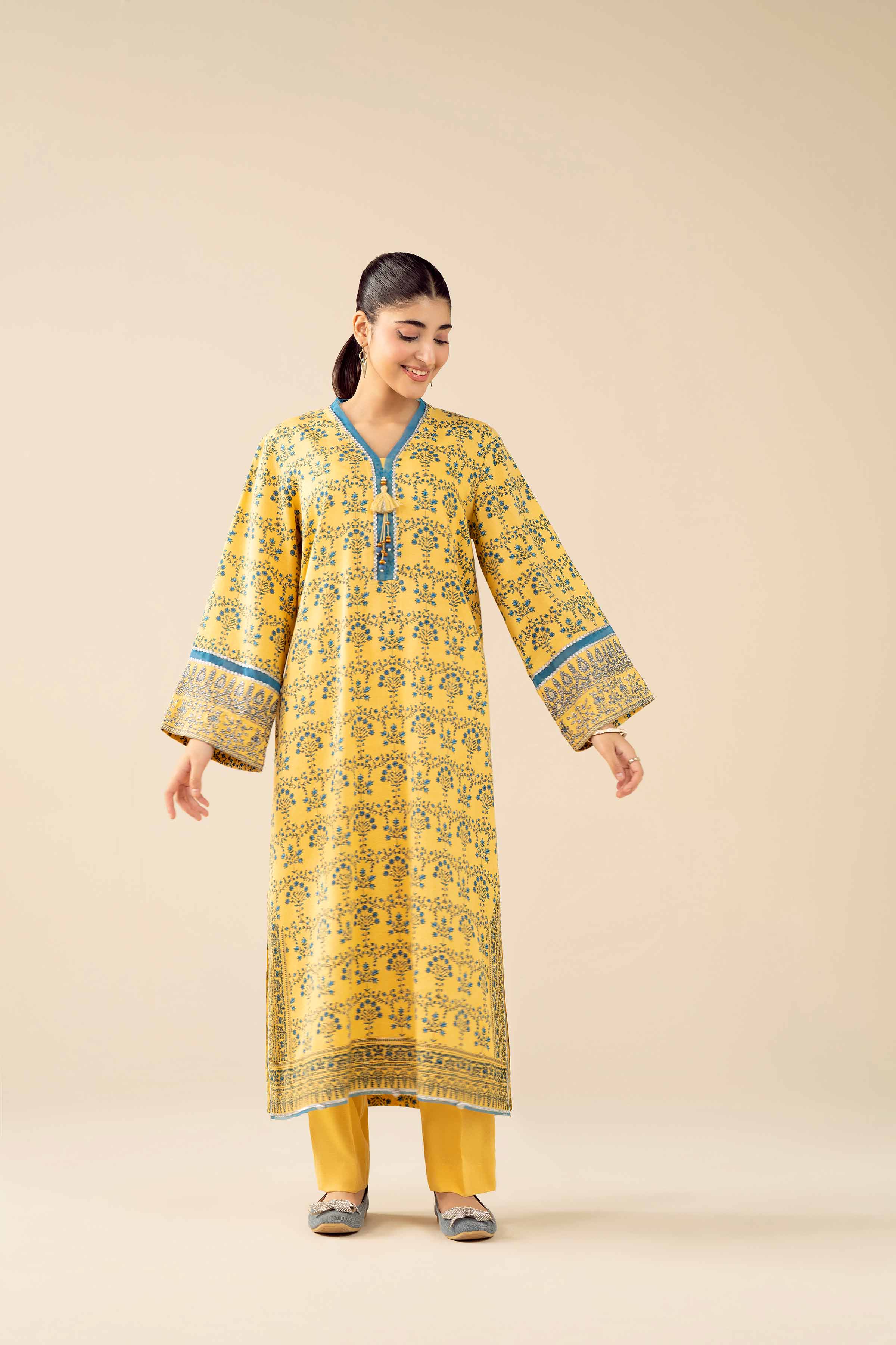 2 Piece - Printed Embroidered Suit - PW25-432