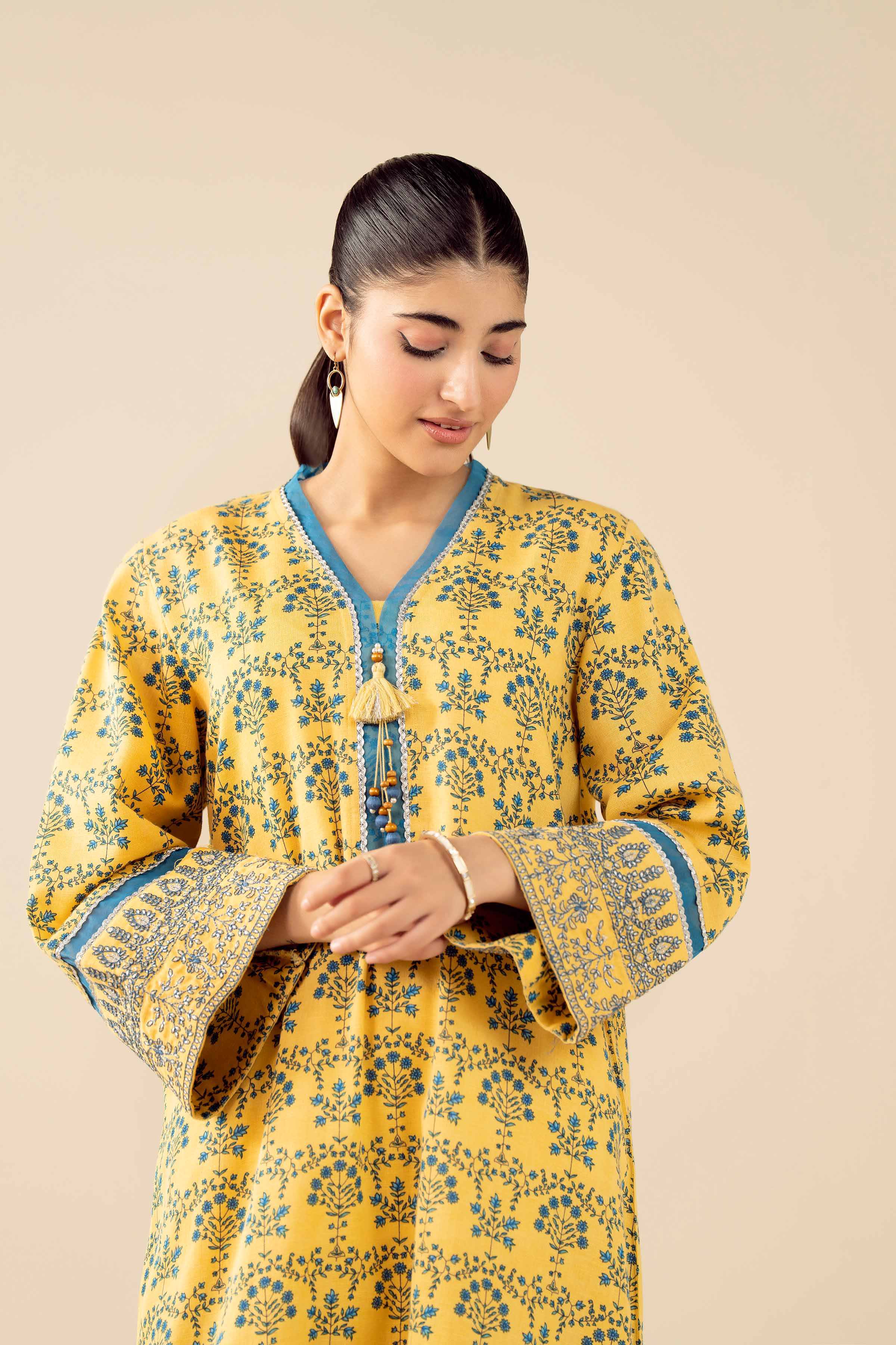 2 Piece - Printed Embroidered Suit - PW25-432