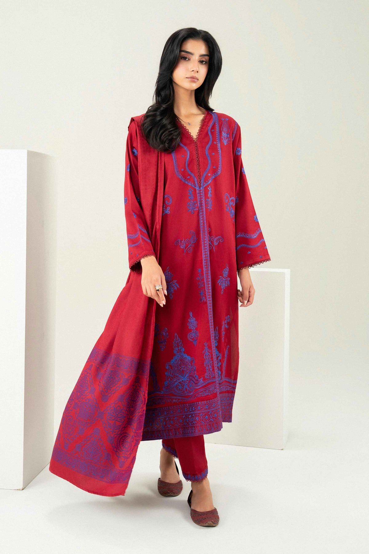 3 Piece - Embroidered Suit - PW25-500 for Women - Pret Collection | Nishat | Shop Online 