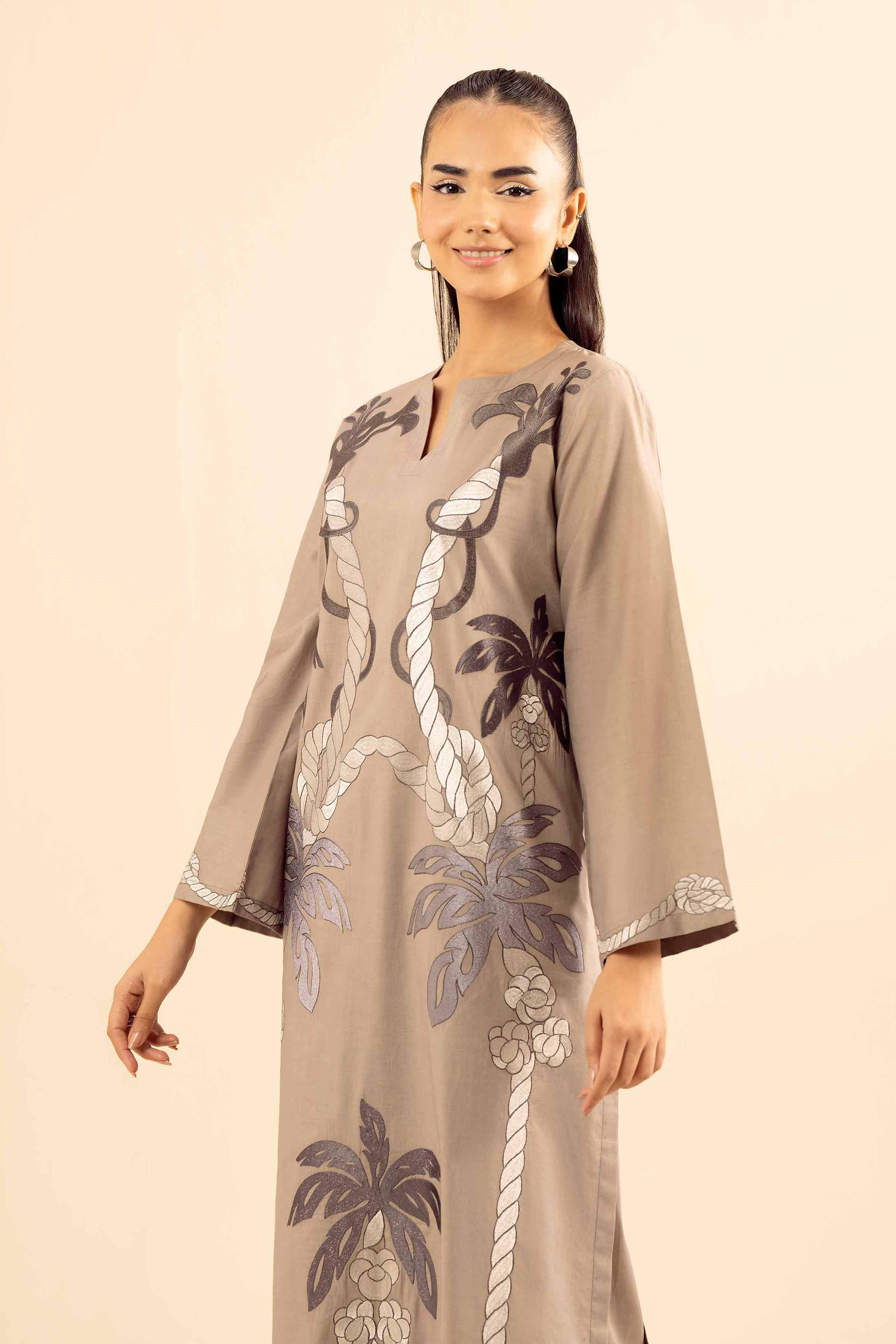 Buy Grey Embroidered Tropical 2-piece ready to wear Dress