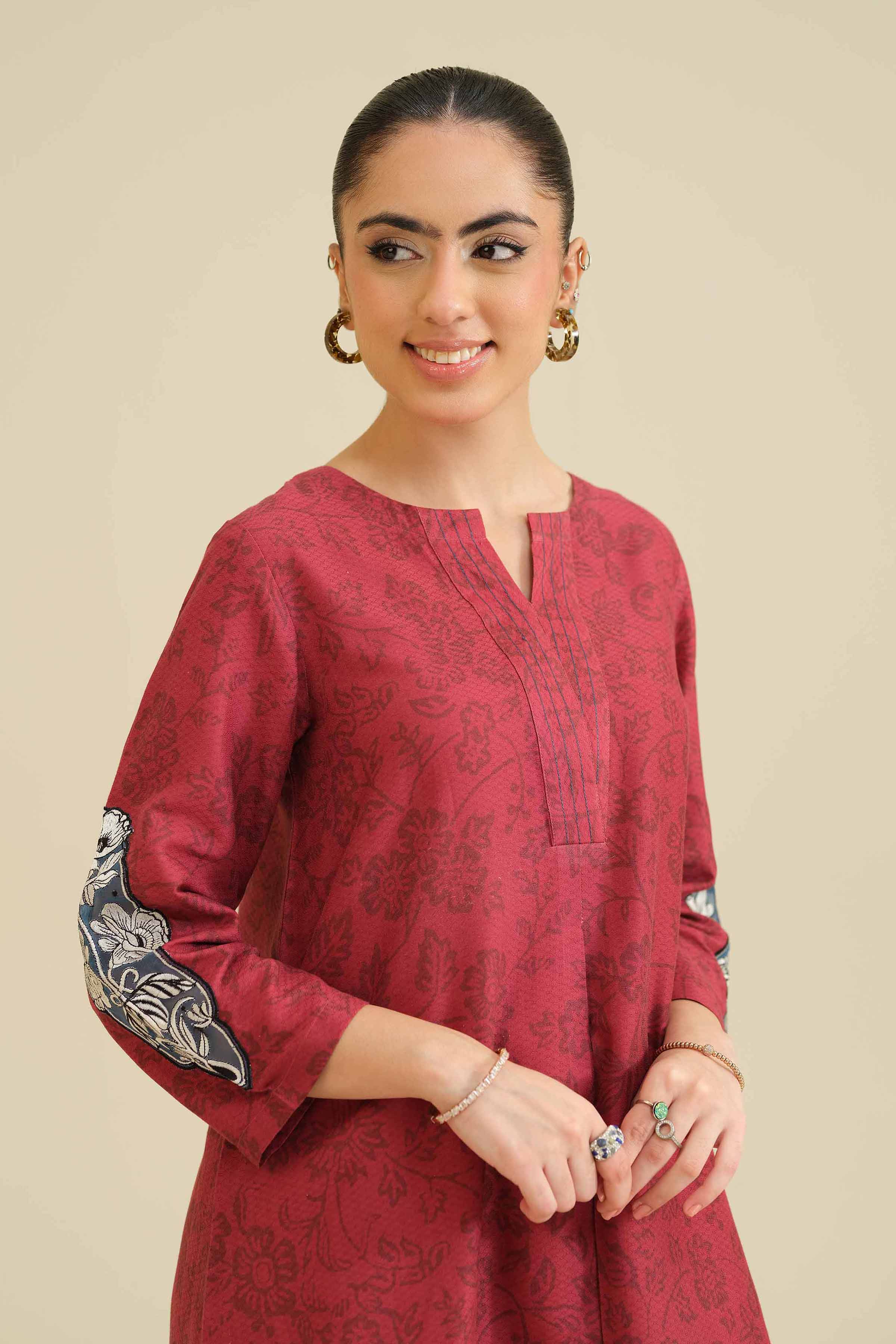Printed Embroidered Shirt - PW25-563 for Women - Pret Collection | Nishat | Shop Online
