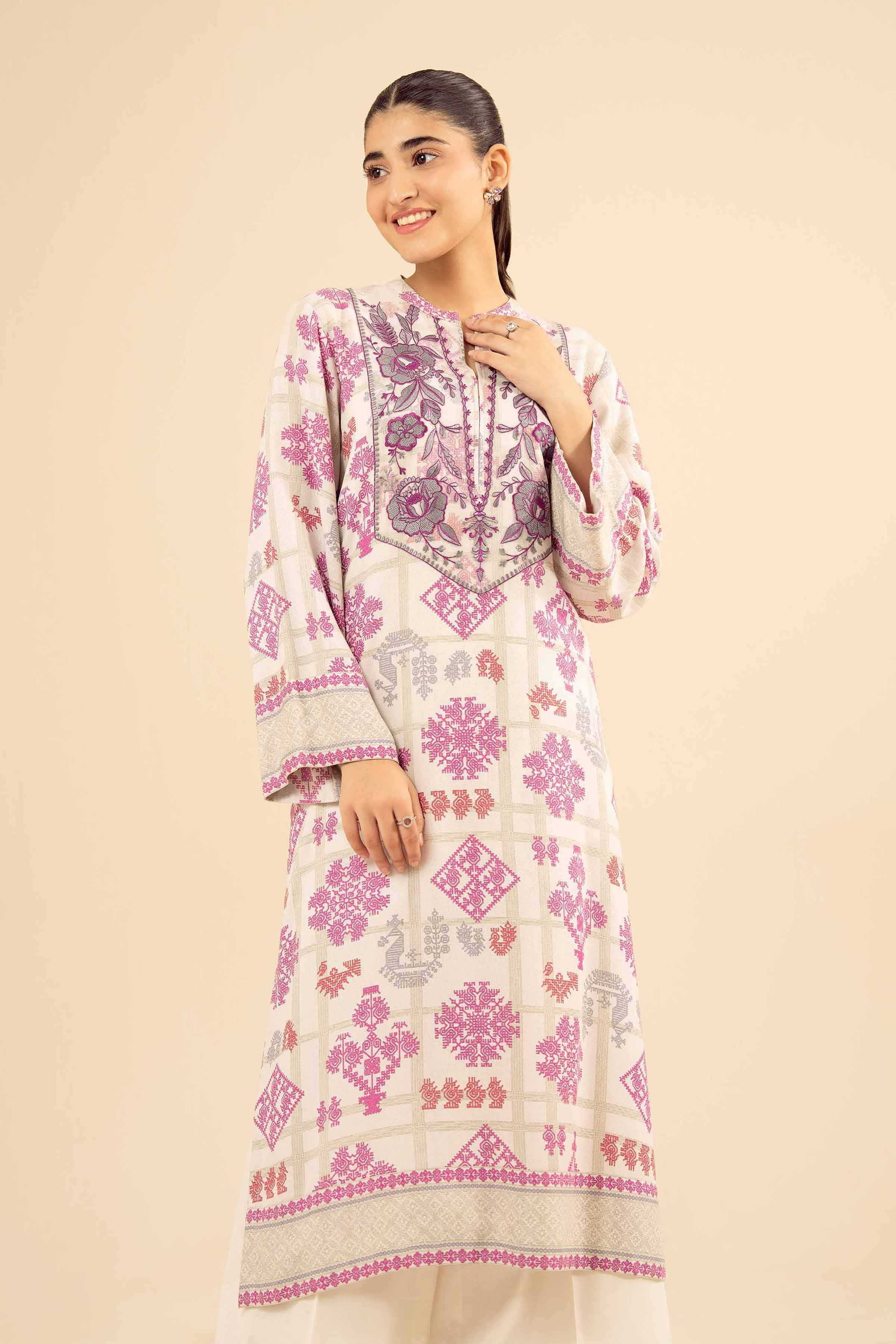 Printed Embroidered Shirt - PW25-57 for Women - Pret Collection | Nishat | Shop Online
