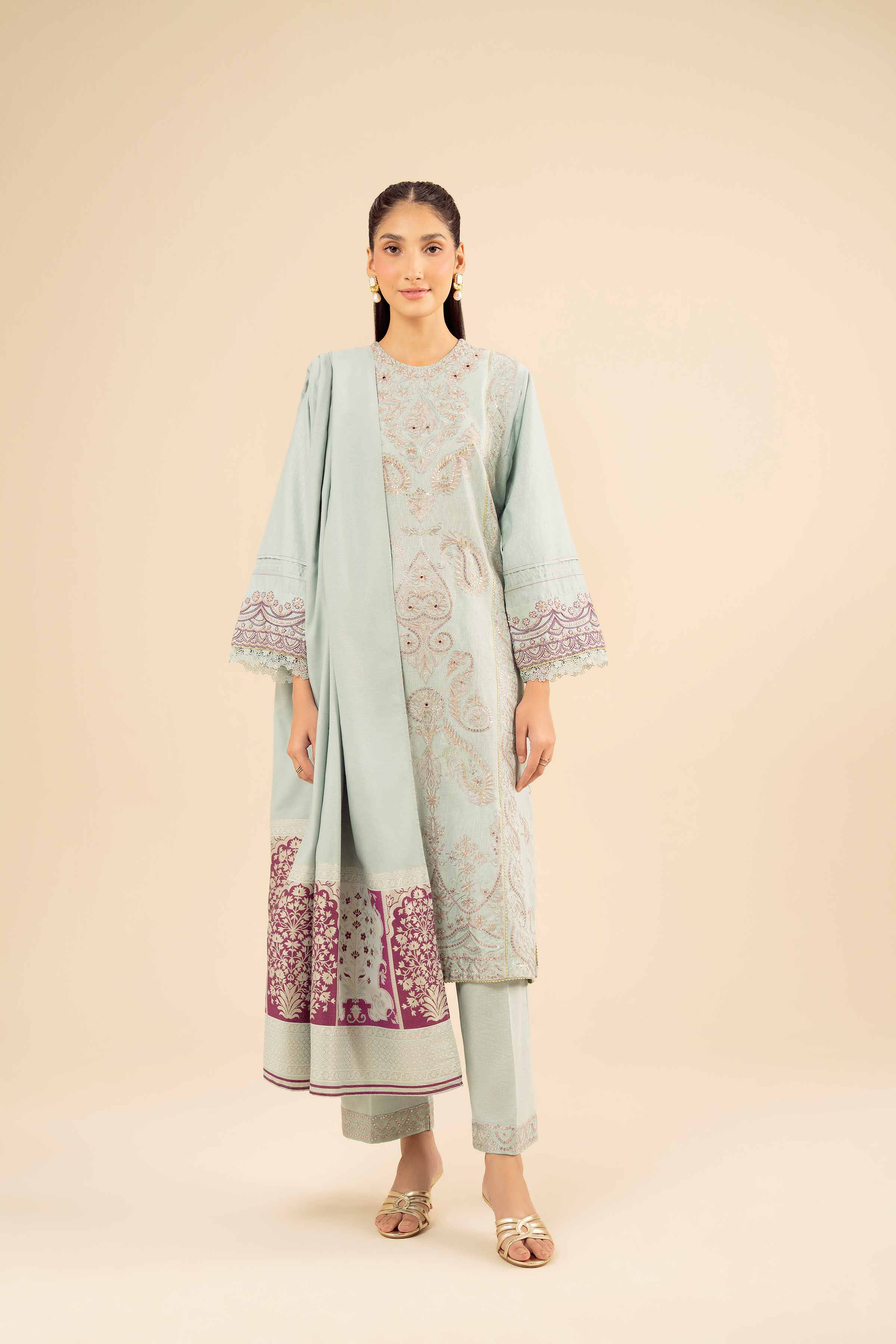 3 Piece - Embroidered Suit - PW25-88 for Women - Pret Collection | Nishat | Shop Online