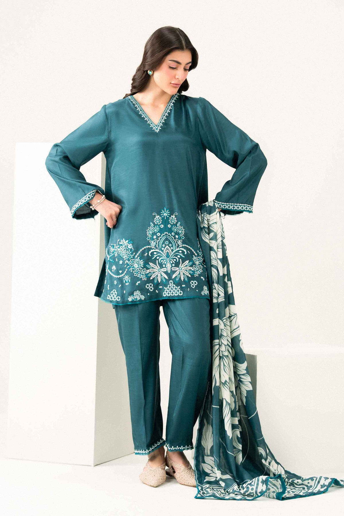 3 Piece - Printed Embroidered Suit - ST3PE-PRET26WV1-17 for Women - Pret Collection | Nishat | Shop Online