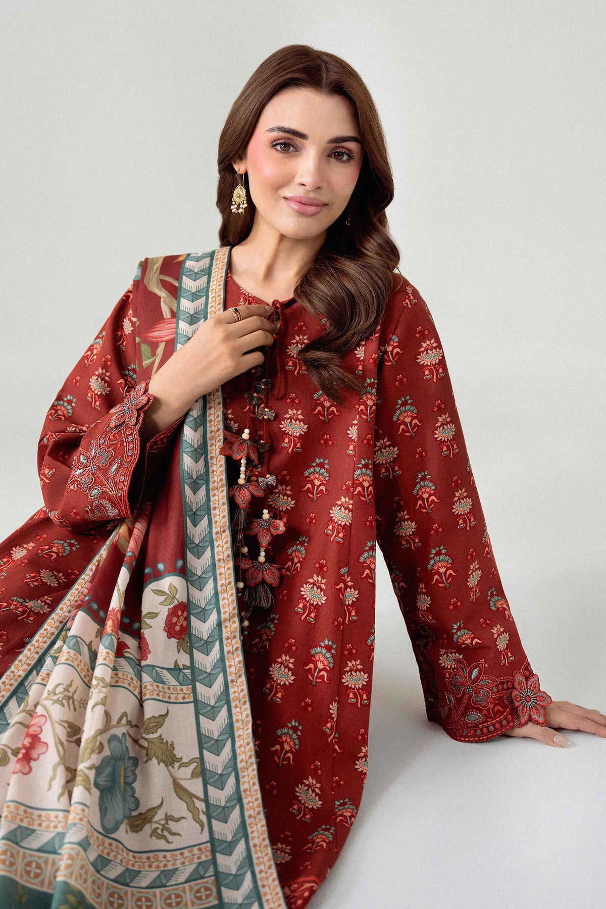 3 Piece - Digital Printed Embroidered Suit - U3PE-NISHA26WV1-120