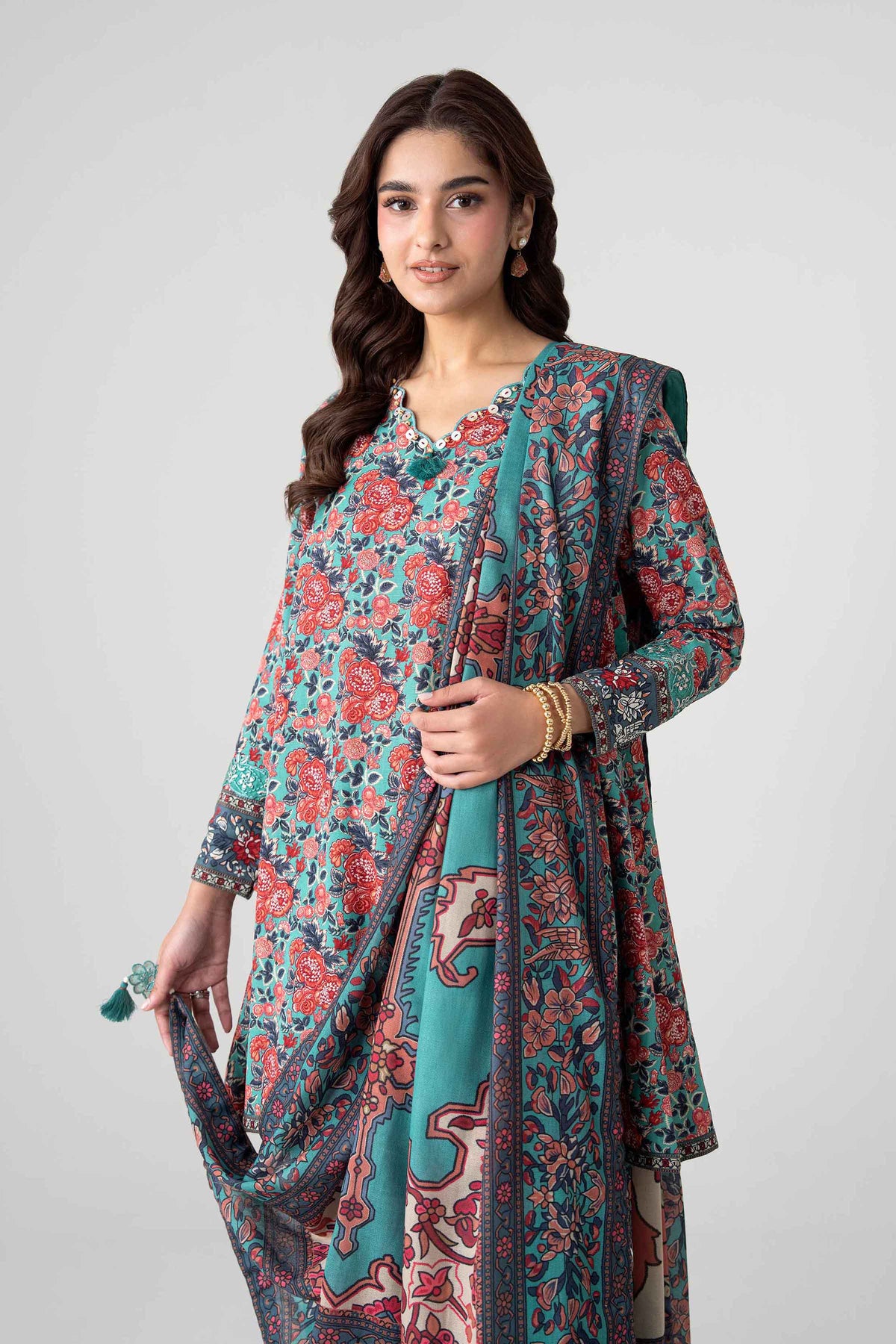 3 Piece - Digital Printed Embroidered Suit - U3PE-NISHA26WV1-124