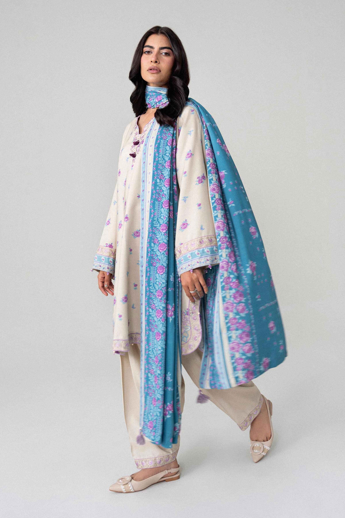 3 Piece - Printed Embroidered Suit - U3PE-NISHA26WV1-78