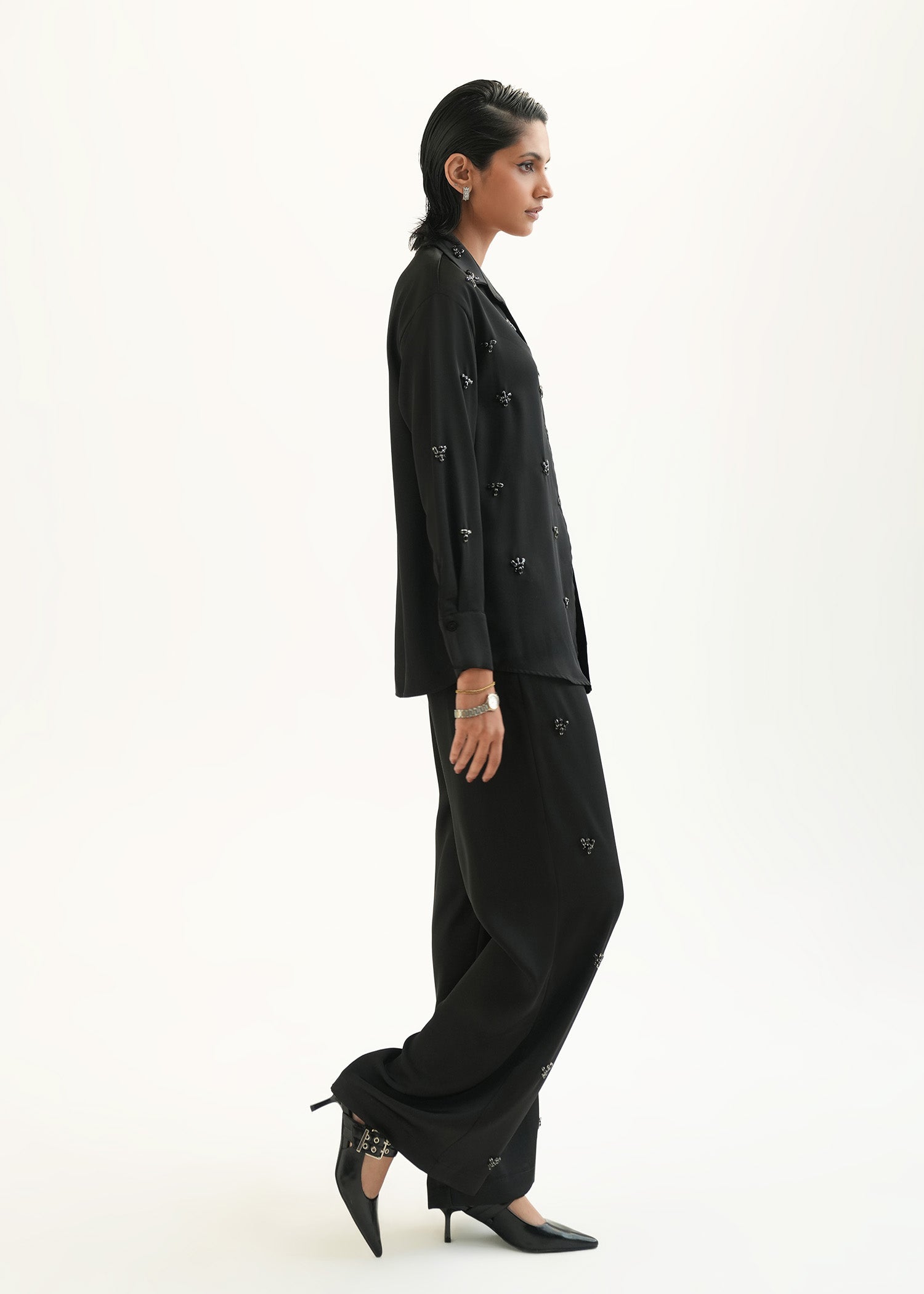 Embellished Satin Shirt - KOA