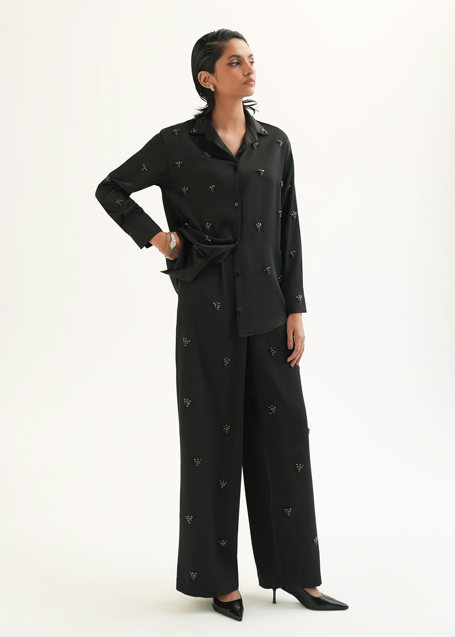 Embellished Satin Shirt - KOA