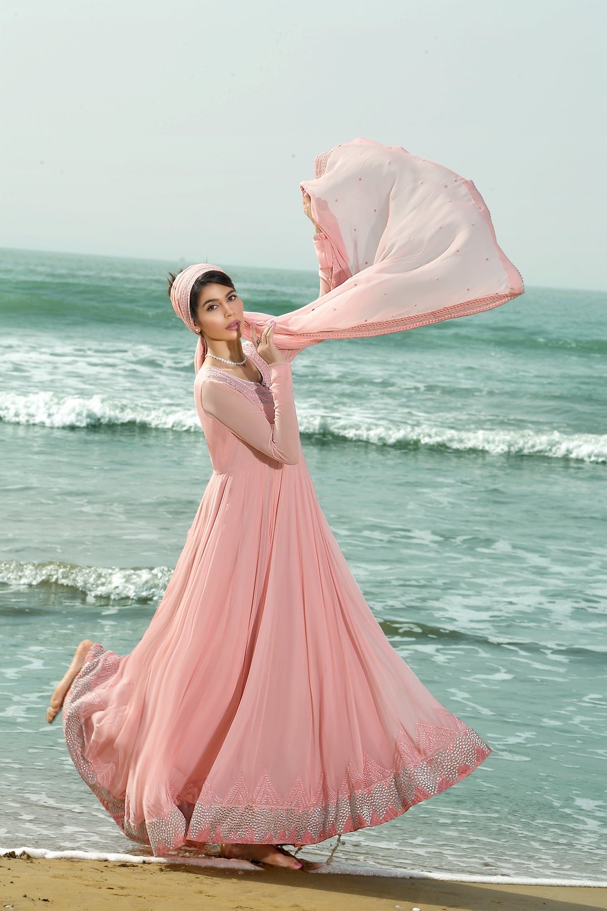 KFS2231Neckline Detailing Embroidered Dress With Dupatta 2PC NISHAT USA